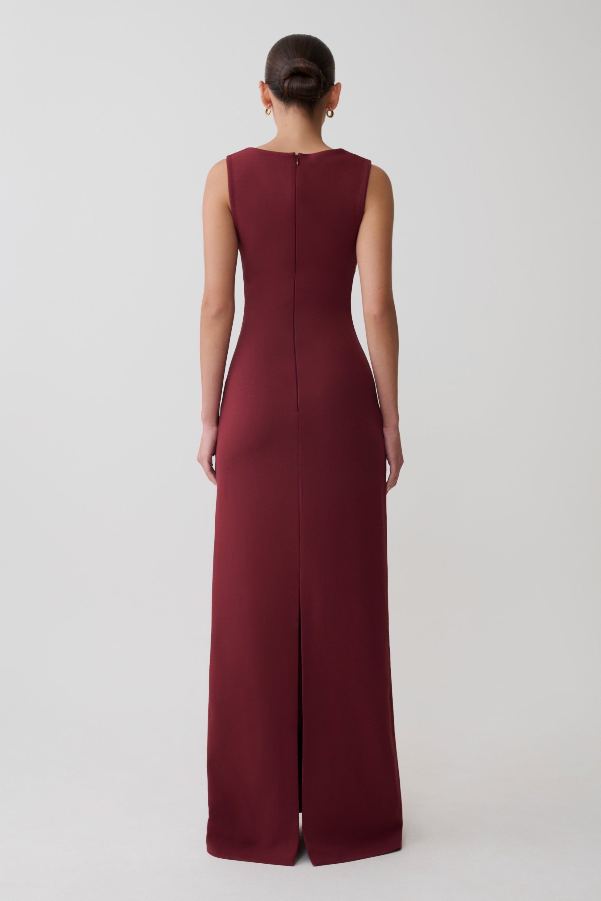 Rhea Detachable Cape Jersey Maxi Dress - Wine #7