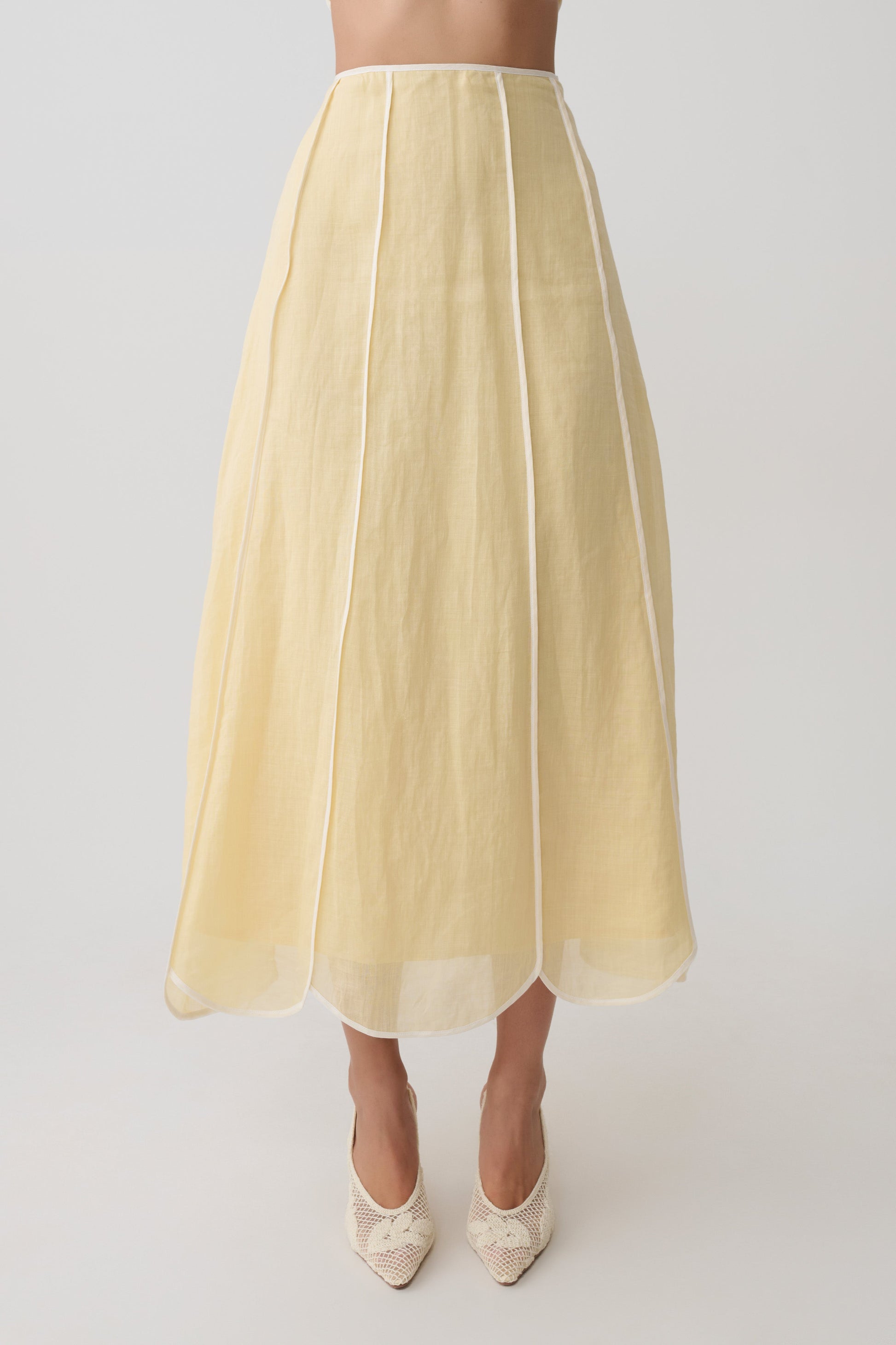 Georgia Panelled Midi Skirt - Butter #8