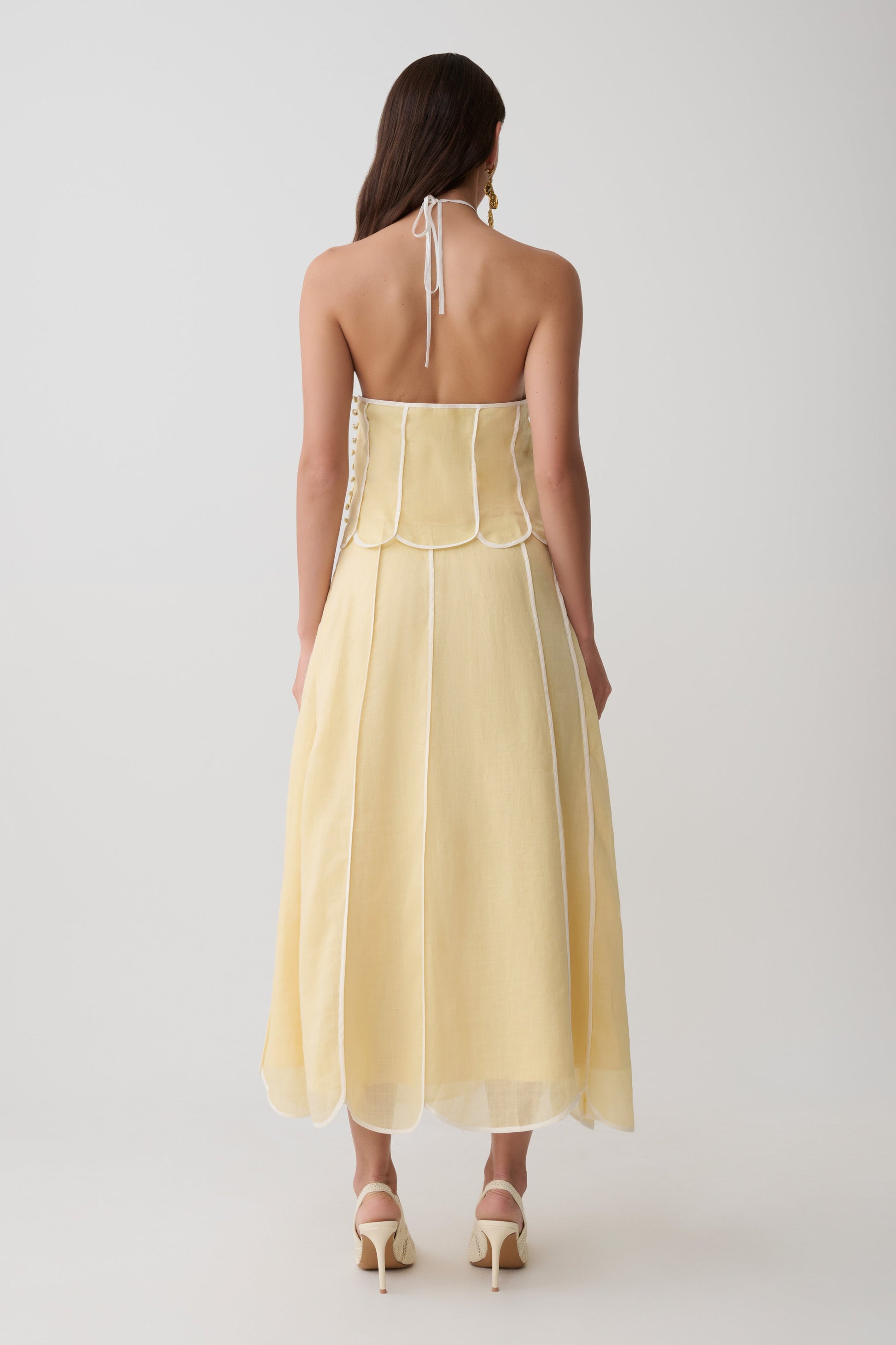 Georgia Panelled Midi Skirt - Butter #2