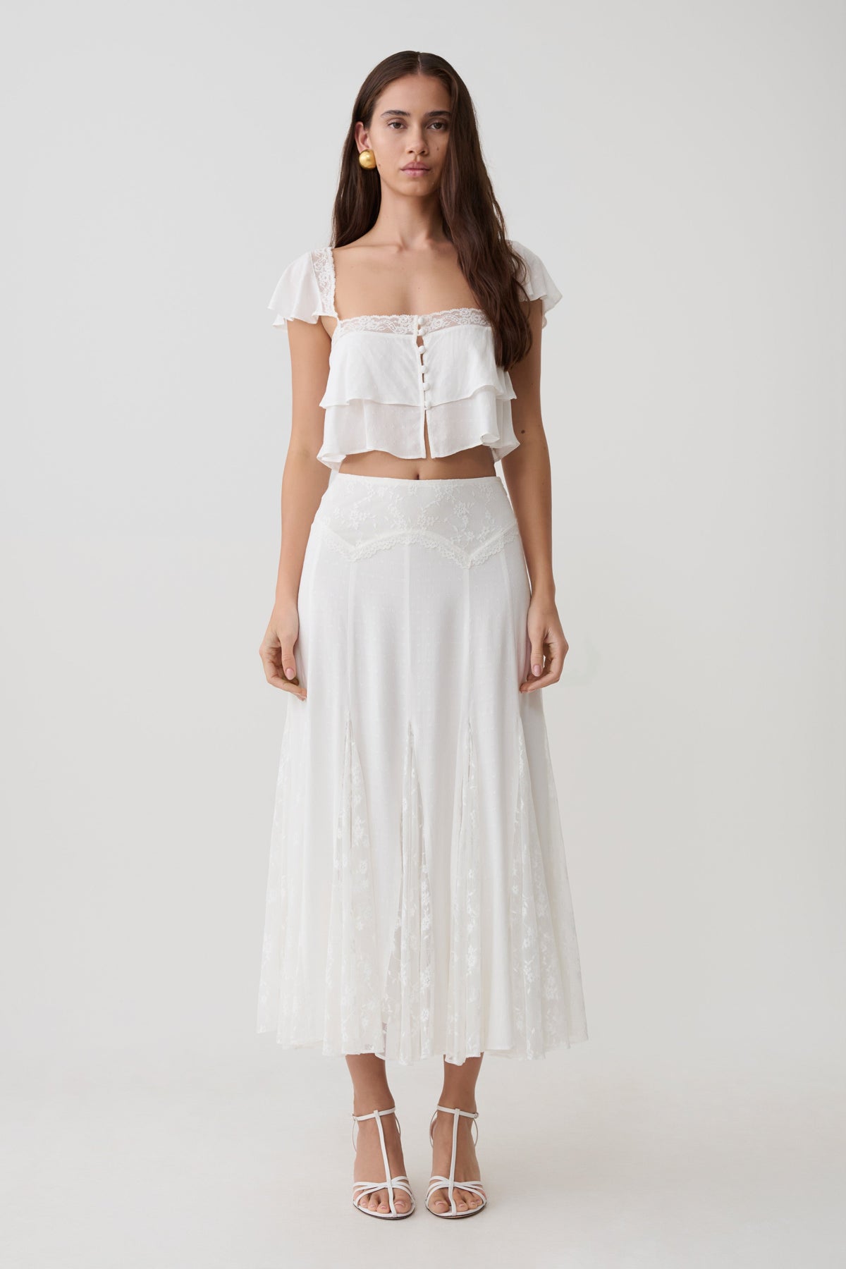 Skylar Lace Sleeveless Crop Top - White #5