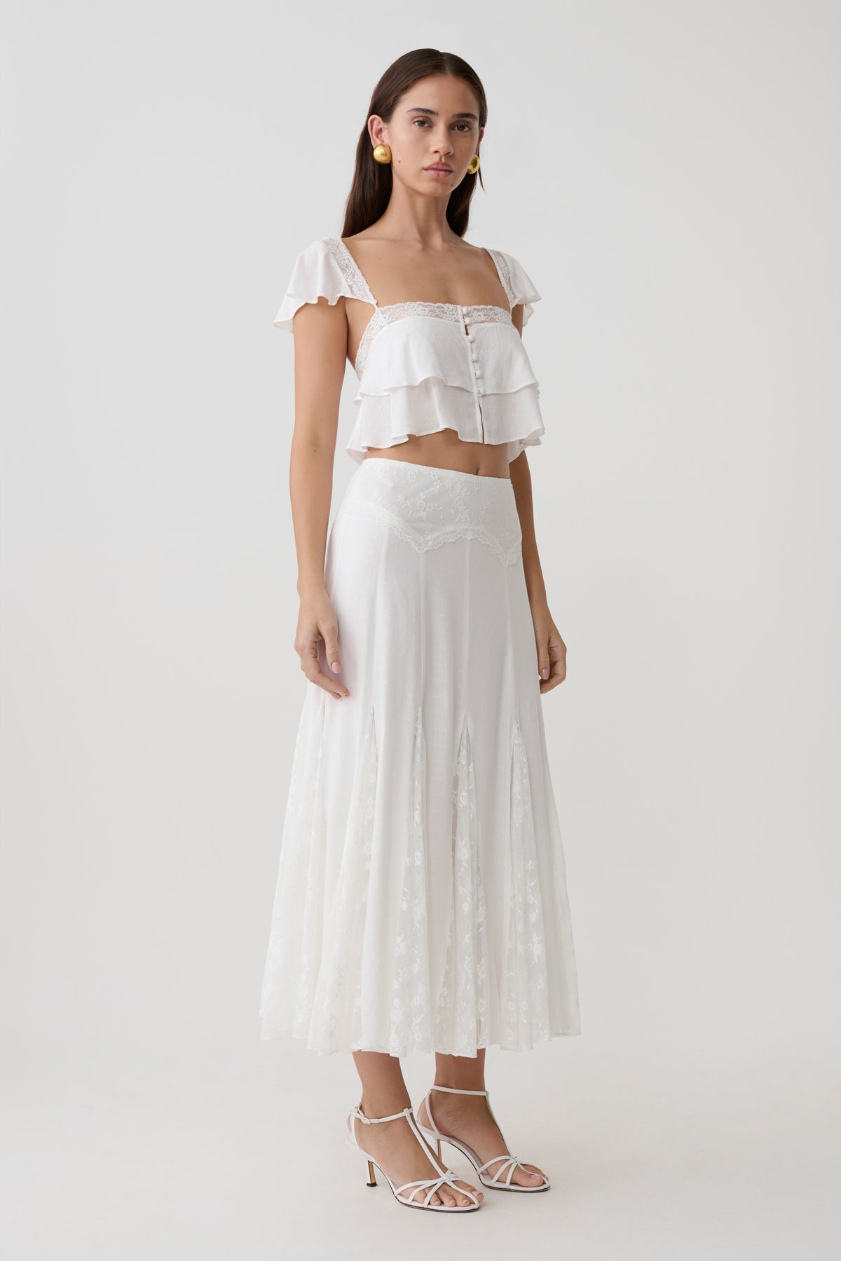 Skylar Lace Sleeveless Crop Top - White #4