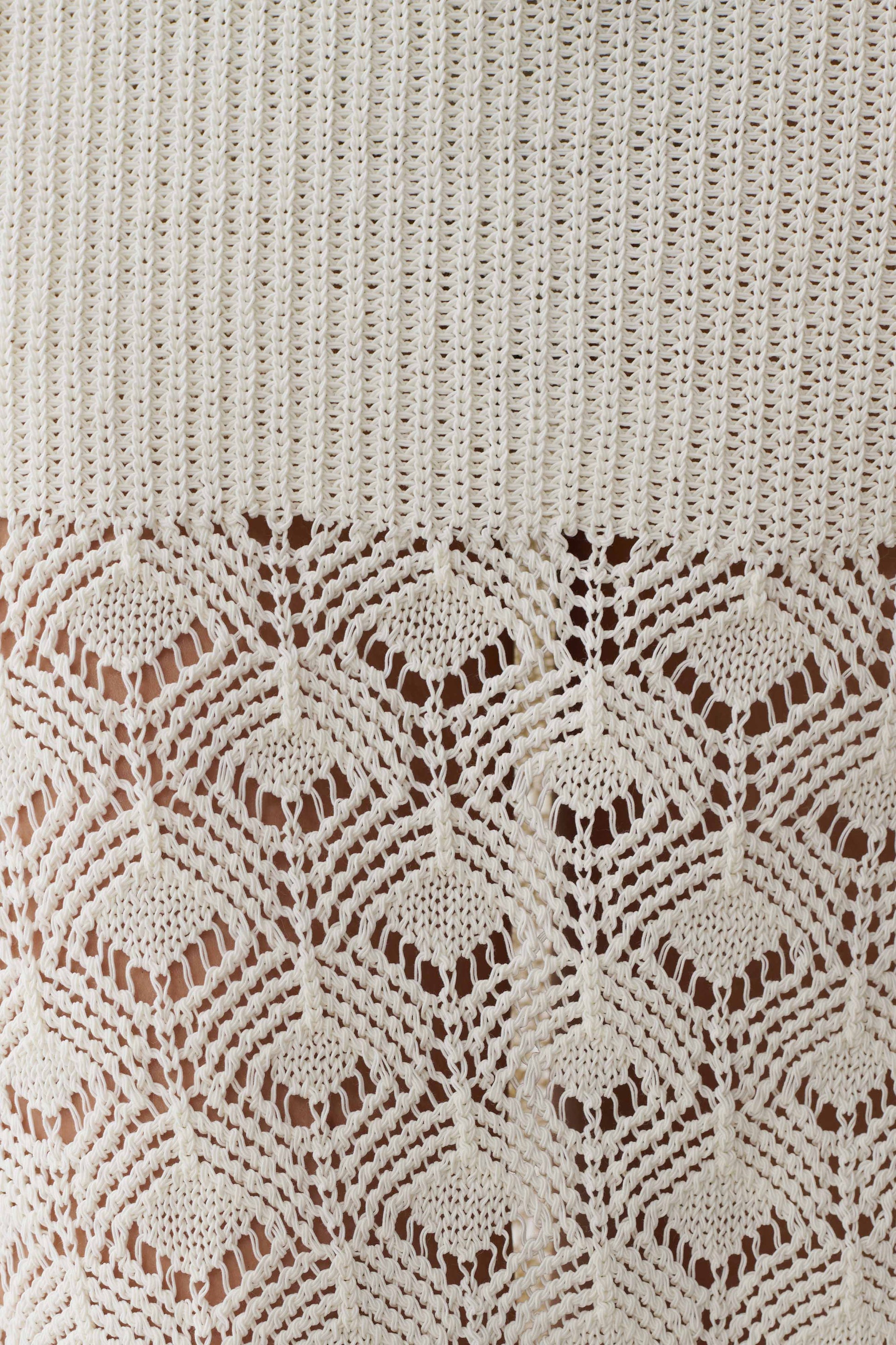Atlantis Crochet Knit Midi Skirt - White #7
