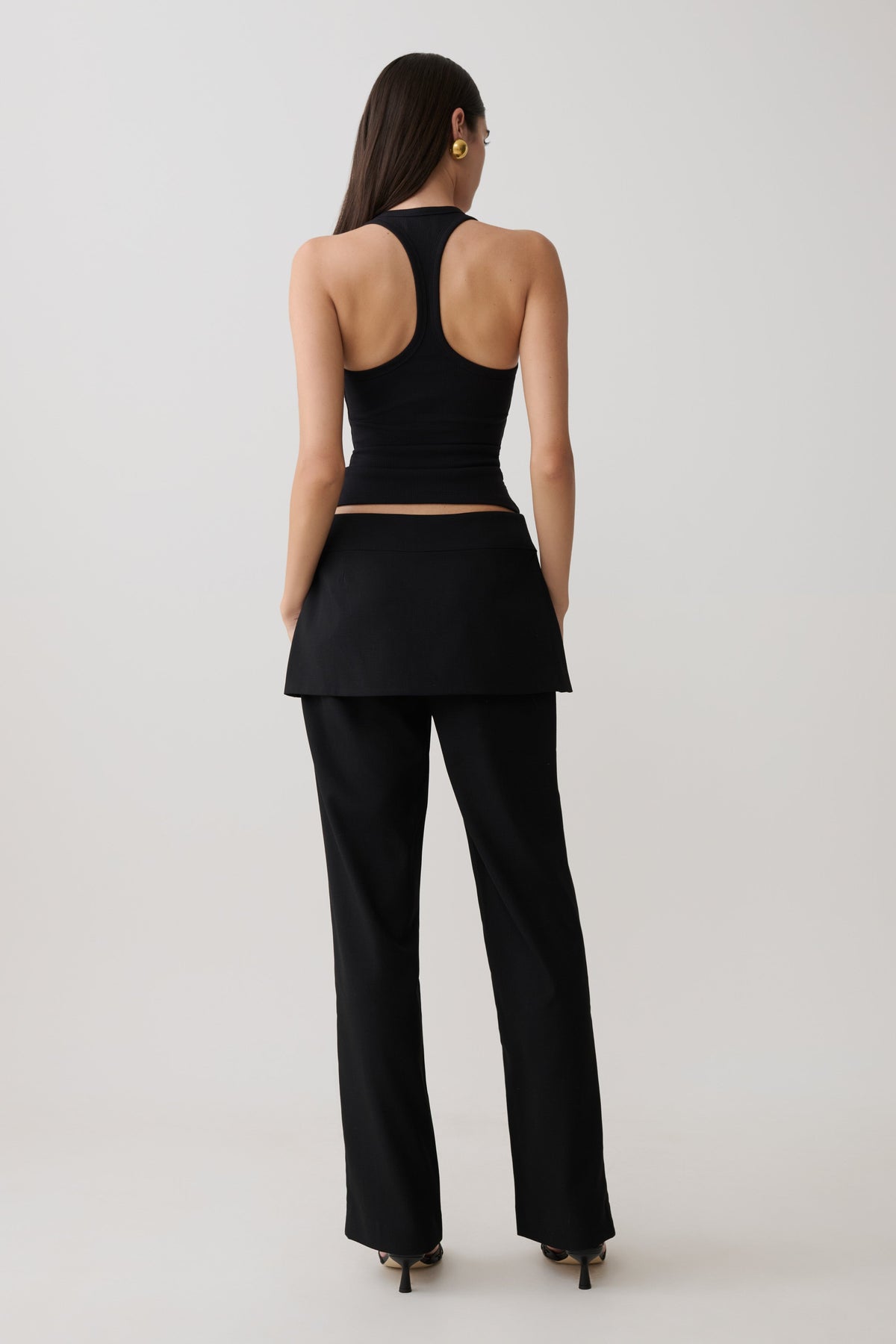 Daisy Wrap Skirt Straight Leg Pants - Black #2