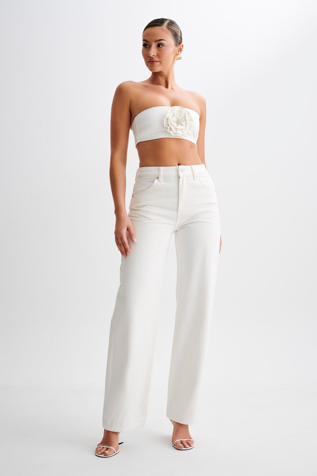 Roxy Wide Leg High Waist Denim Jeans - White #2