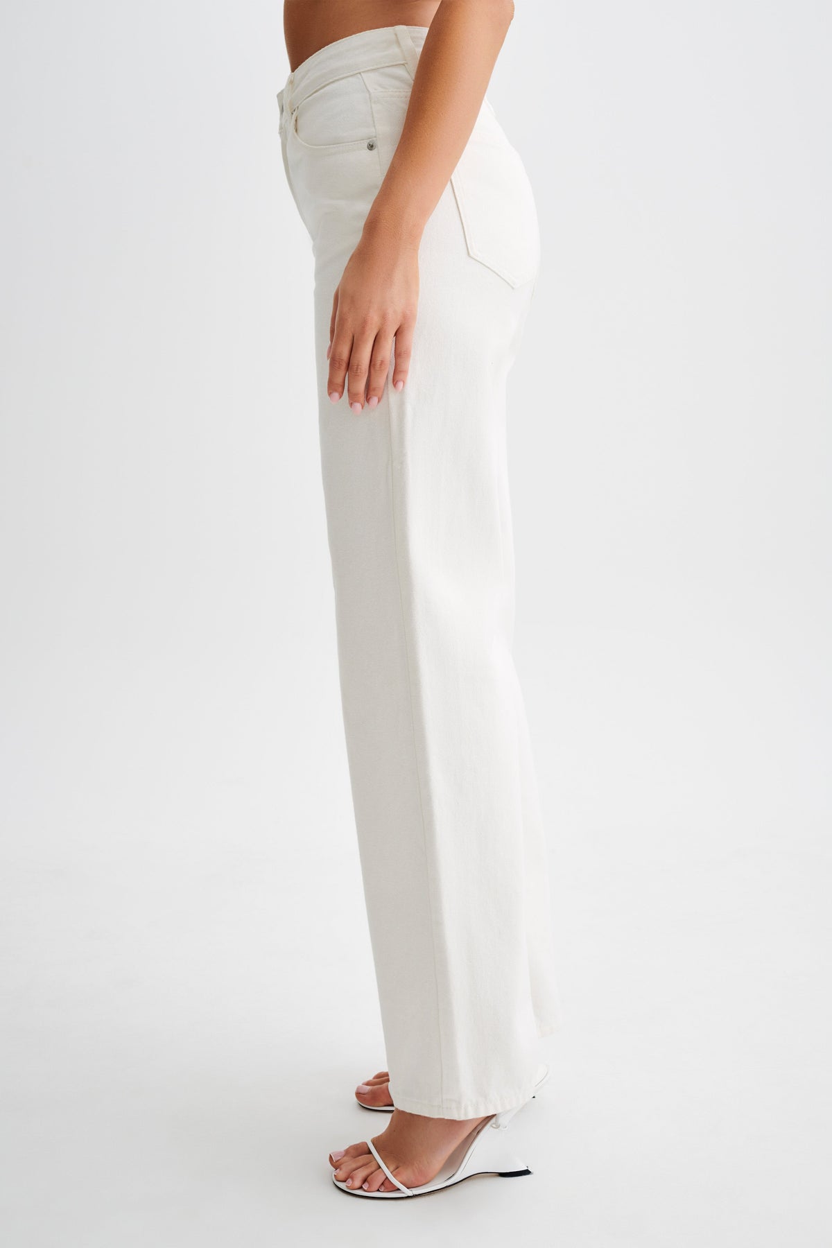 Roxy Wide Leg High Waist Denim Jeans - White #6