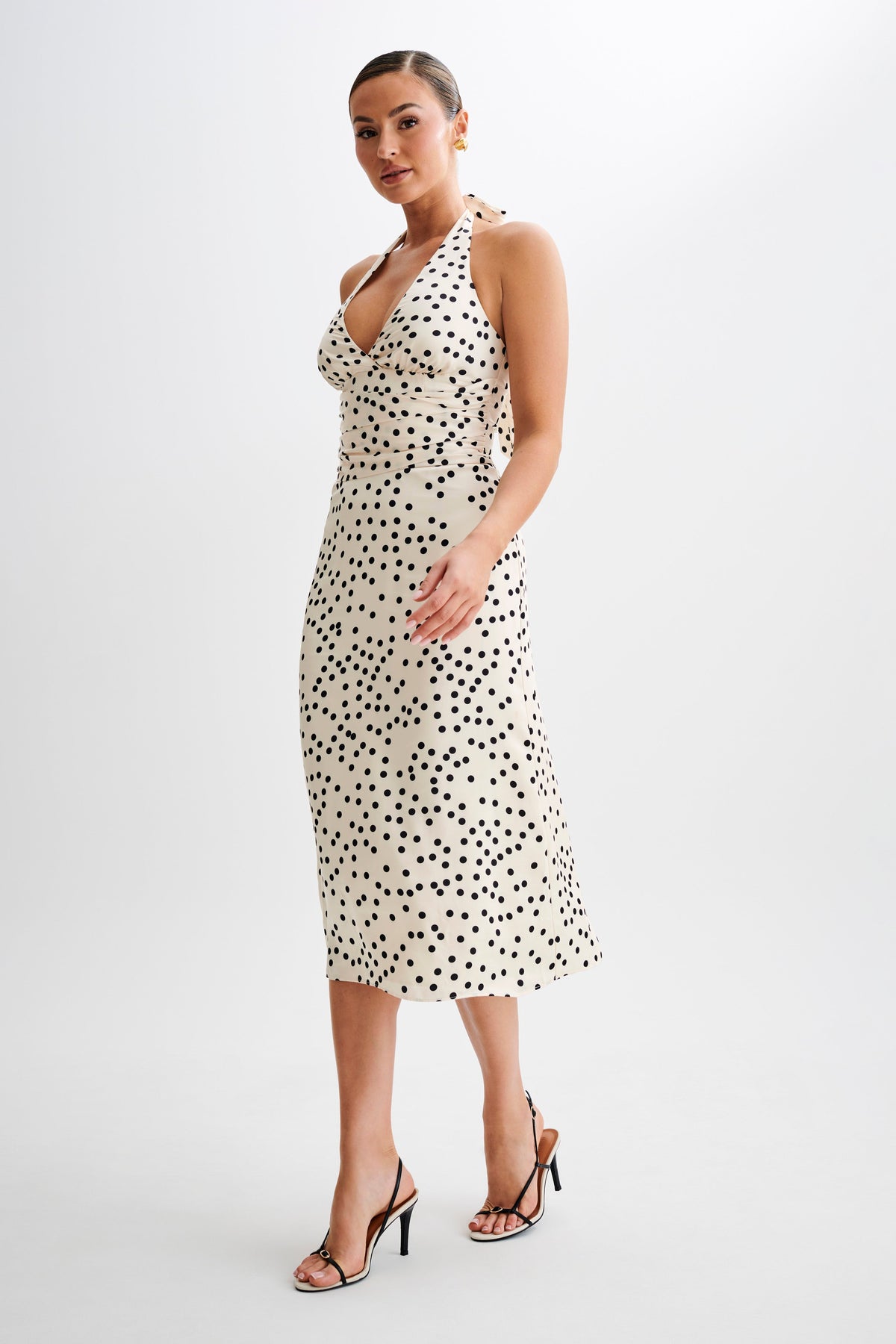 Marguerite Satin Halter Midi Dress - Polkadot #4