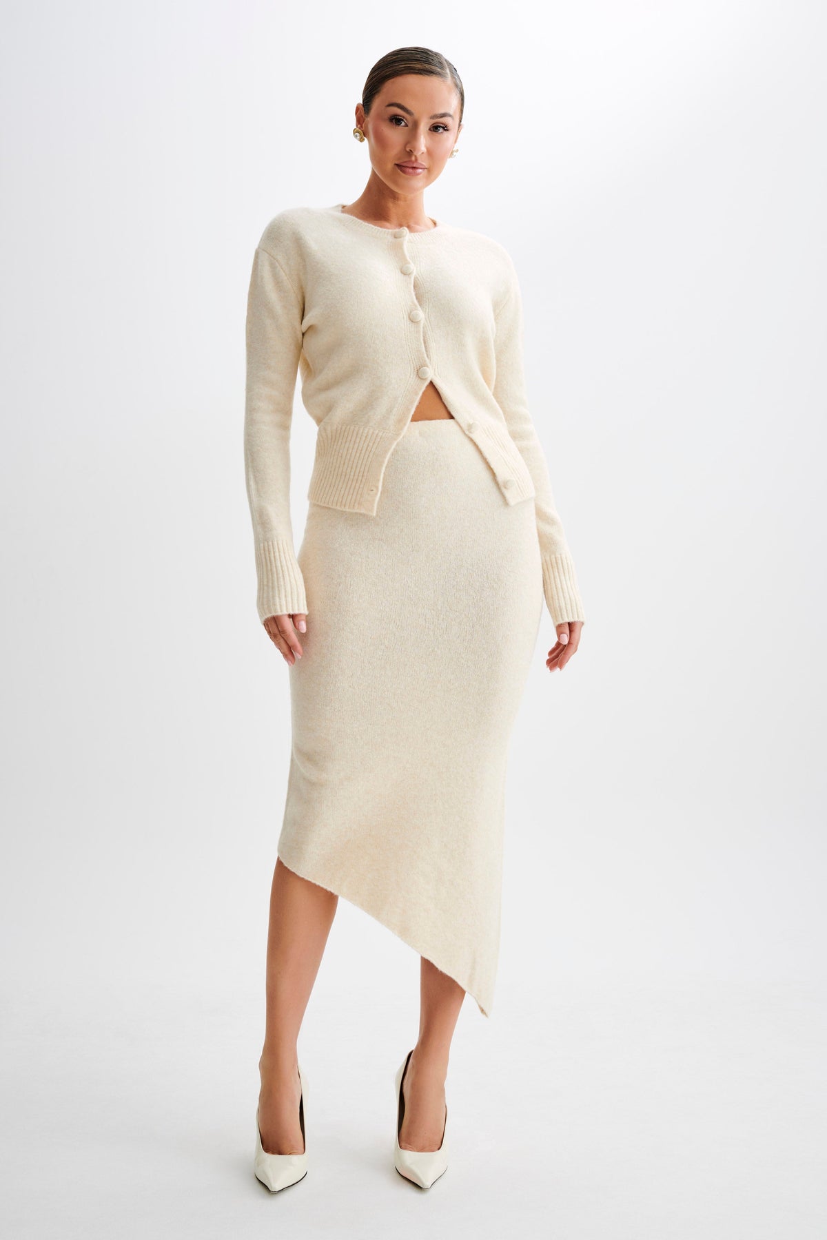 Genevieve Oversized Knit Cardigan - Cream Marle #2