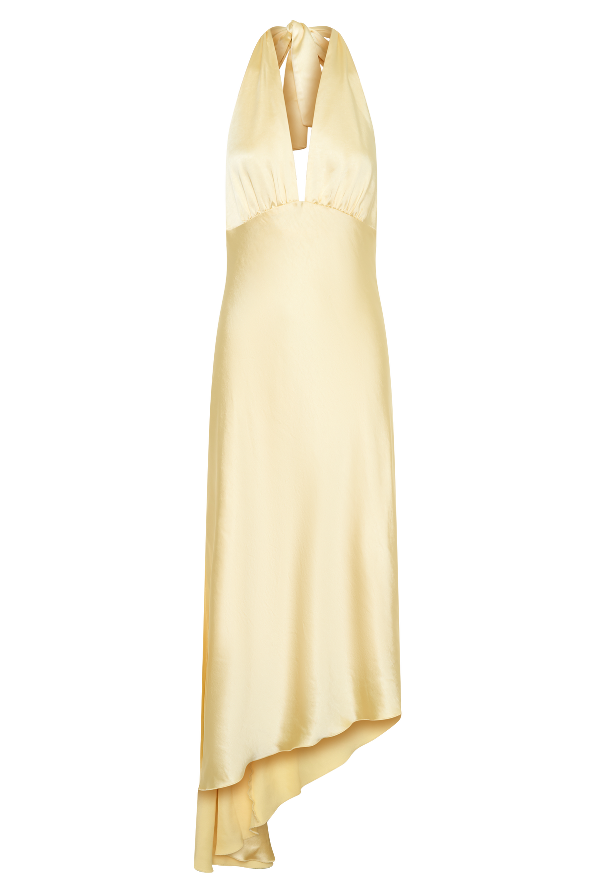 Adelie Asymmetric Hem Halter Midi Dress - Butter #9
