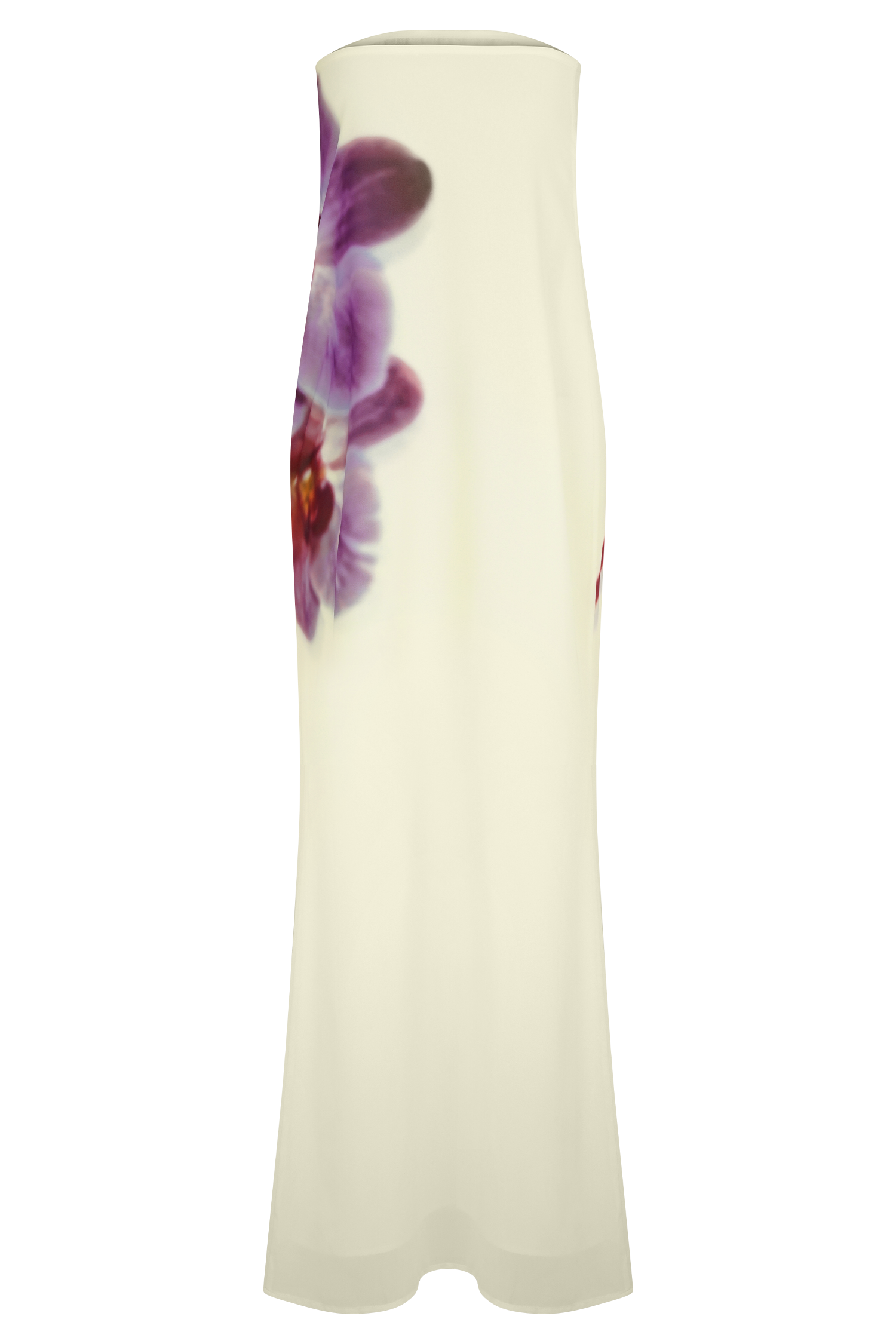 Amaya Strapless Chiffon Maxi Dress - Ivory Koi Orchid Print #6