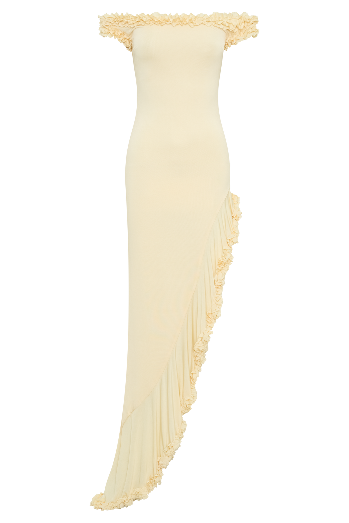 Arielle Off Shoulder Ruffle Midi Dress - Pastel Lemon #8