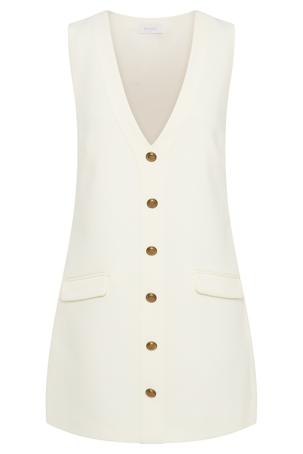 Florentina Sleeveless Suiting Mini Dress - Ivory #9