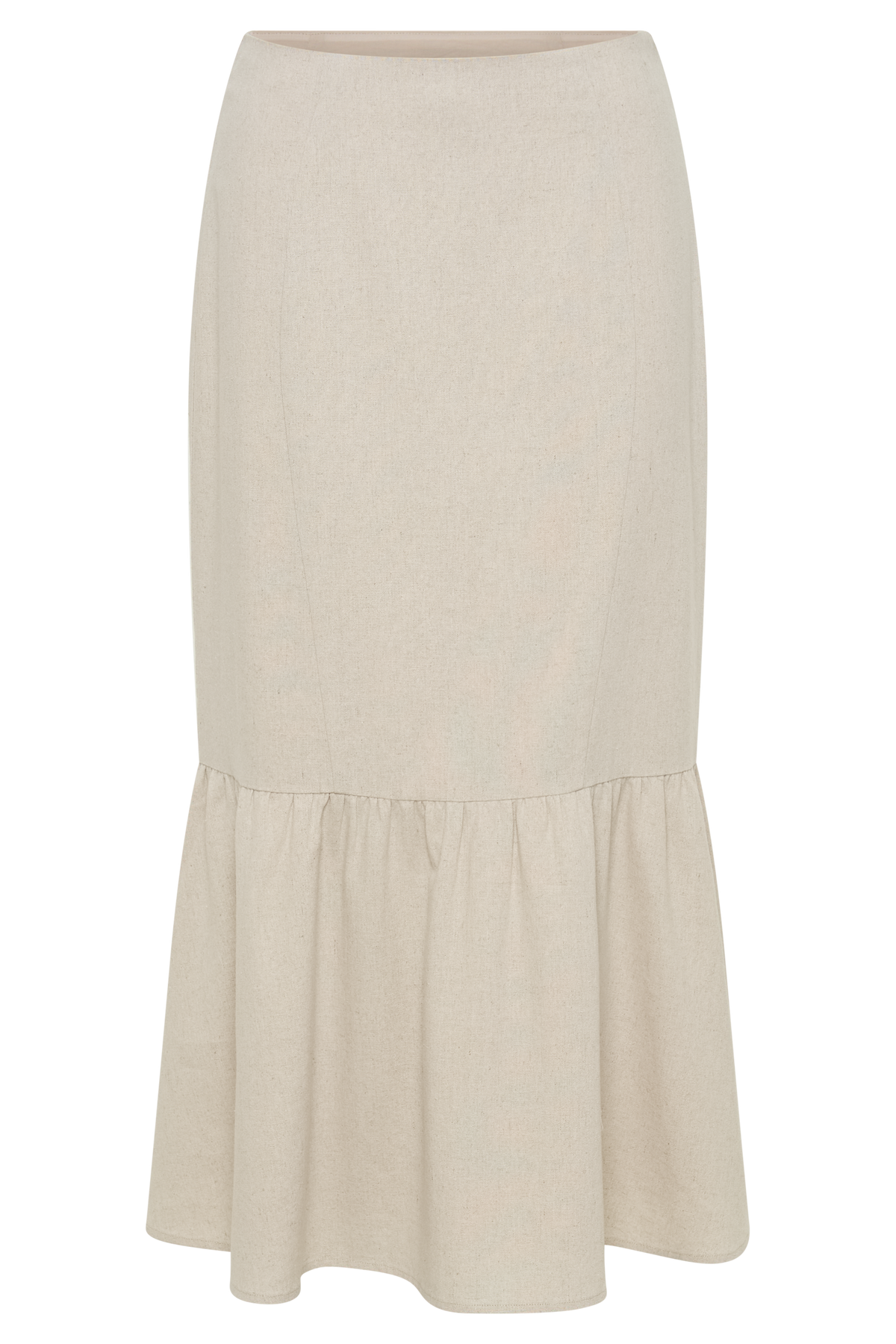 Venezia Linen Midi Skirt With Ruffle - Natural #10