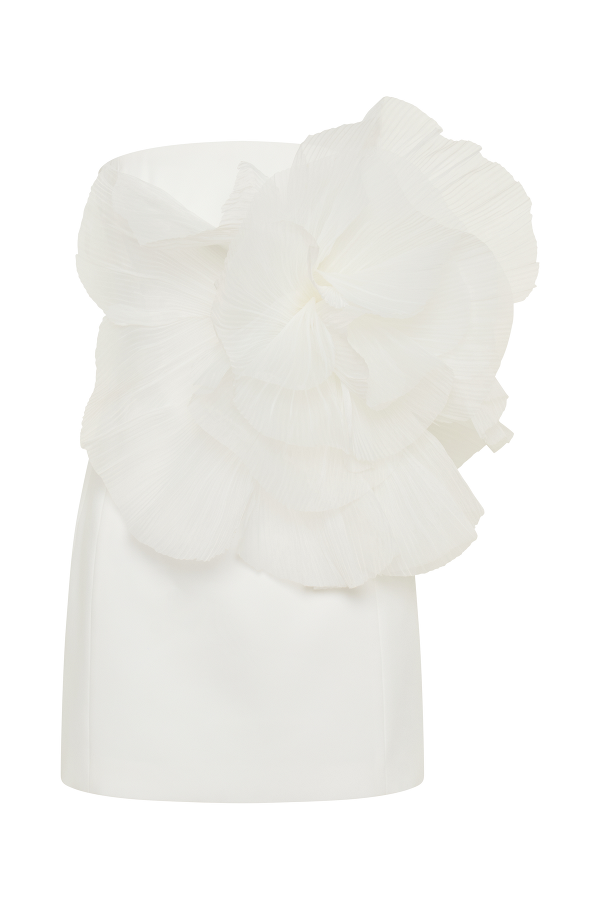 Victoria Strapless Mini Dress With Oversized Flower - White #15