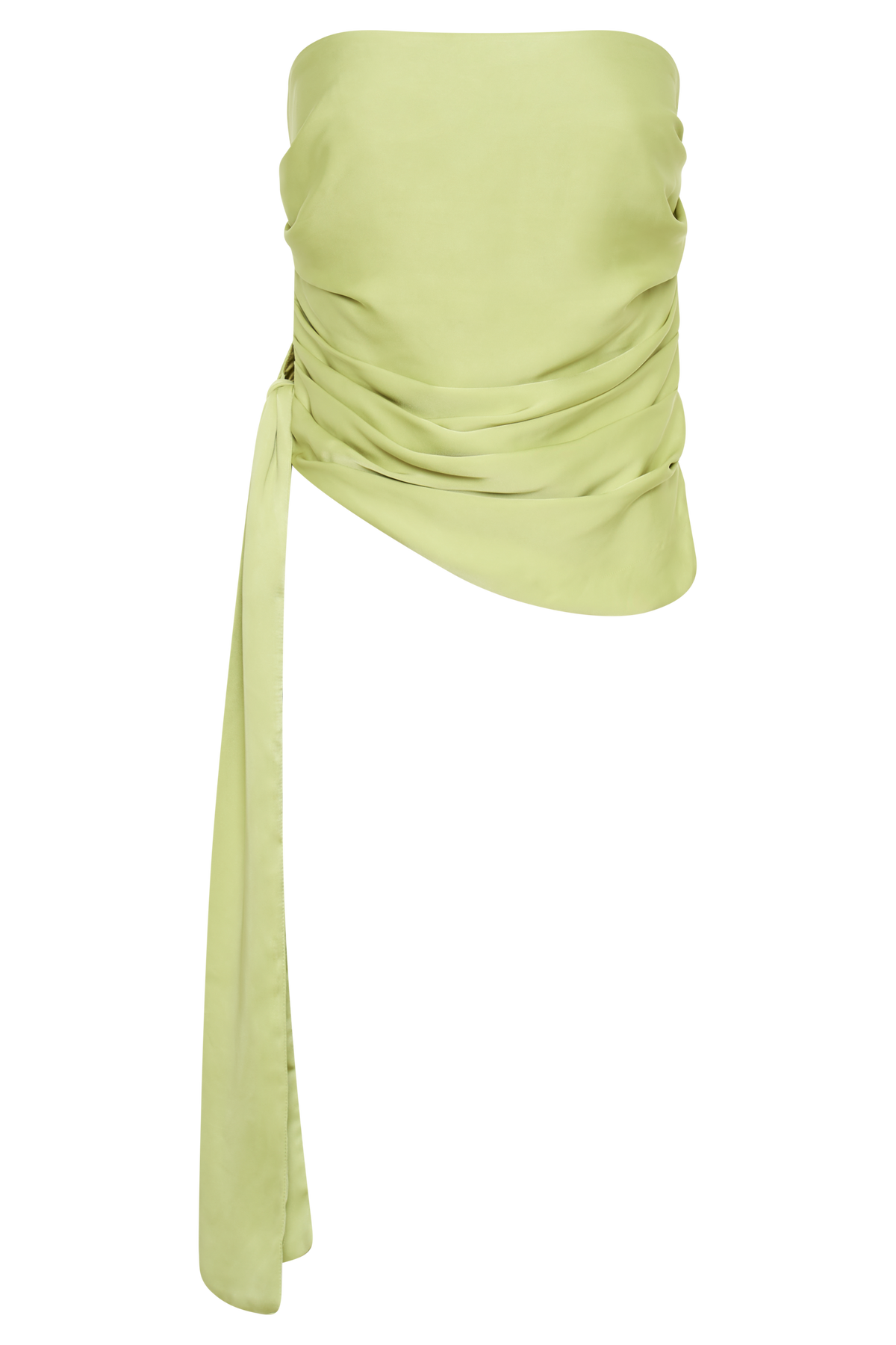 Allegra Satin Ruched Strapless Top - Apple #9