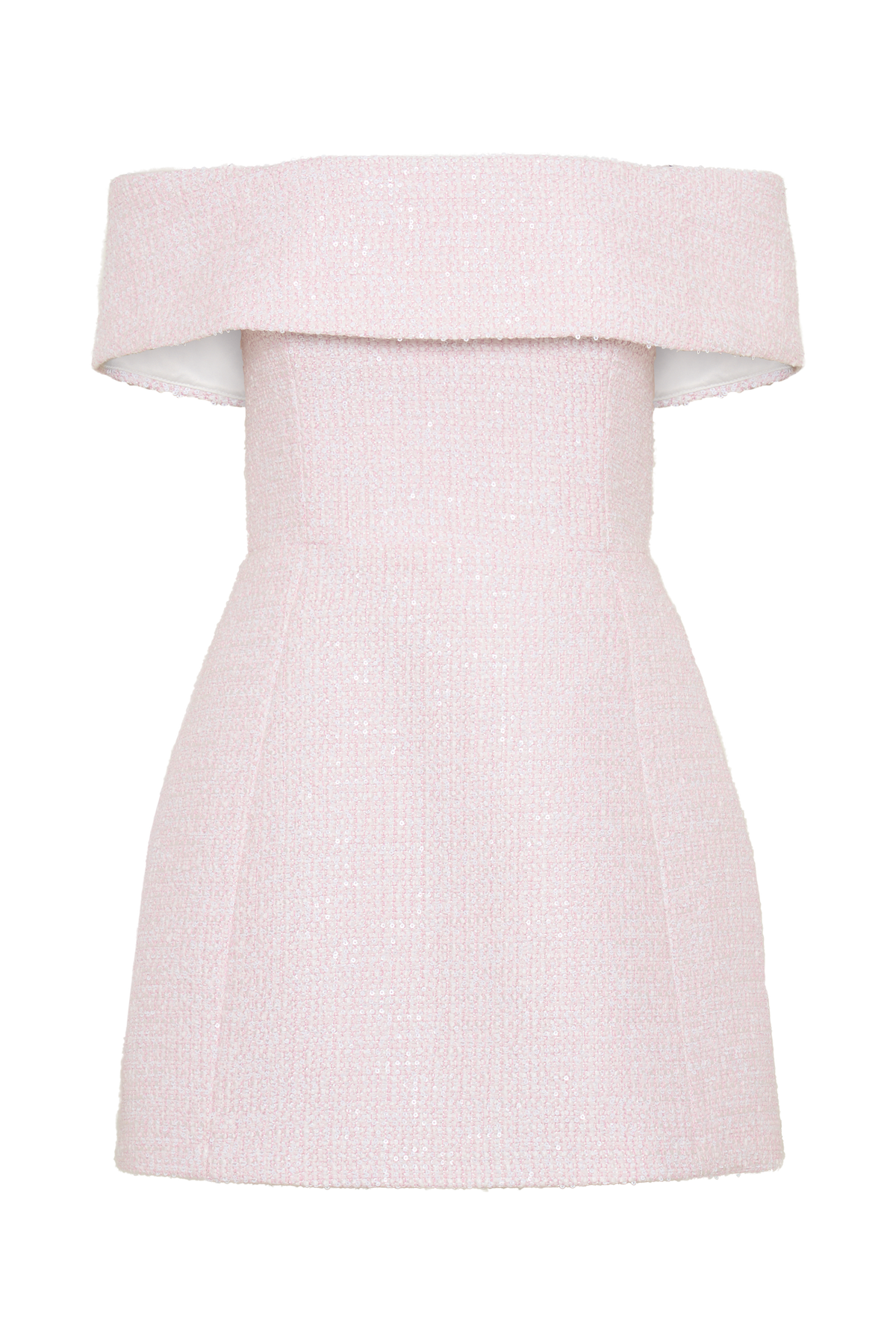 Helena Tweed Off Shoulder Mini Dress - Pink #7