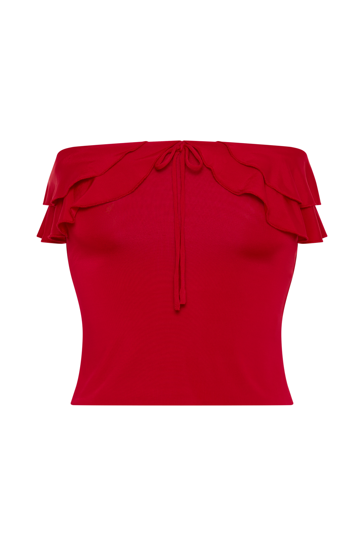 Bea Strapless Slinky Ruffle Top - Pomegranate