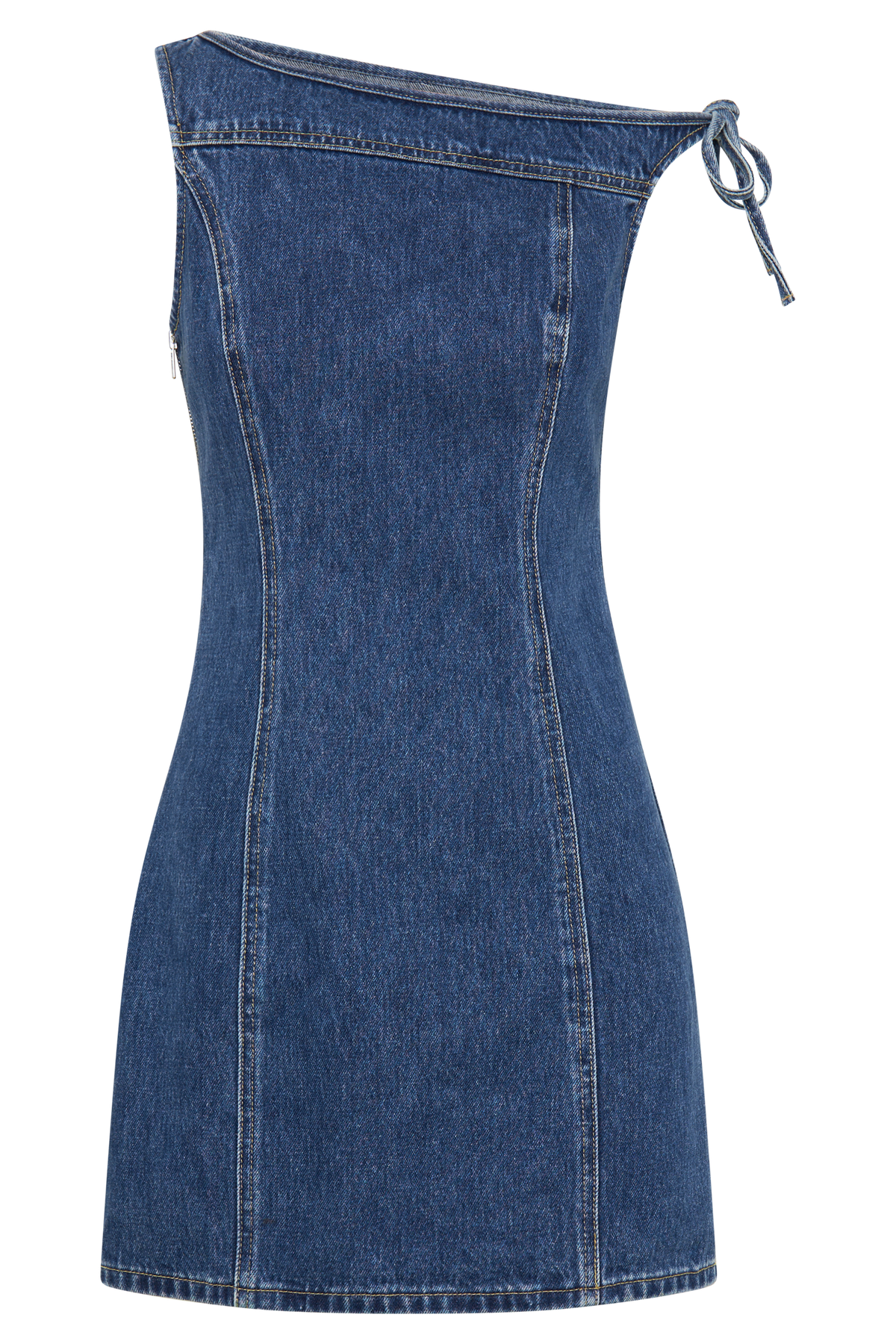 Baker Off Shoulder Denim Mini Dress - Dark Blue #11