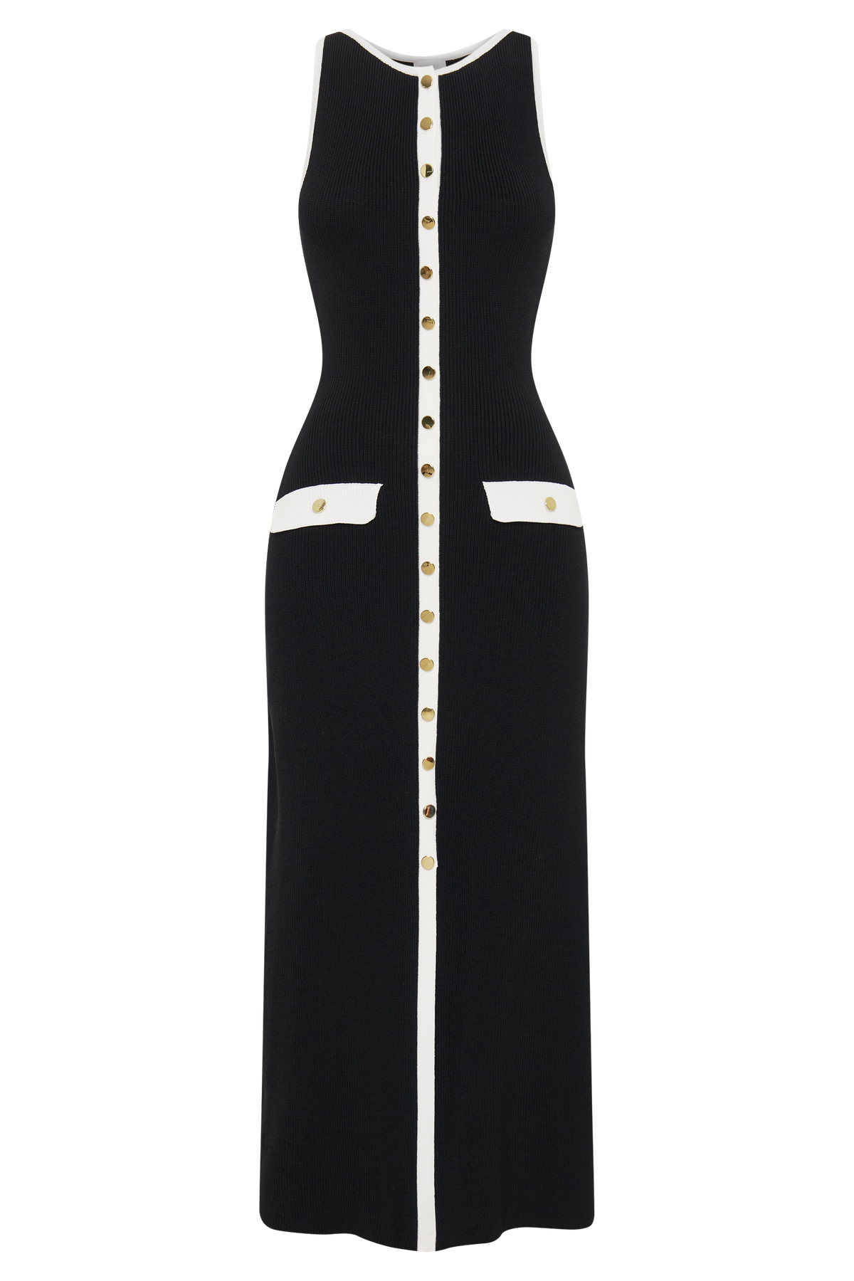 Sawyer Sleeveless Buttoned Maxi Dress - Black/White #8