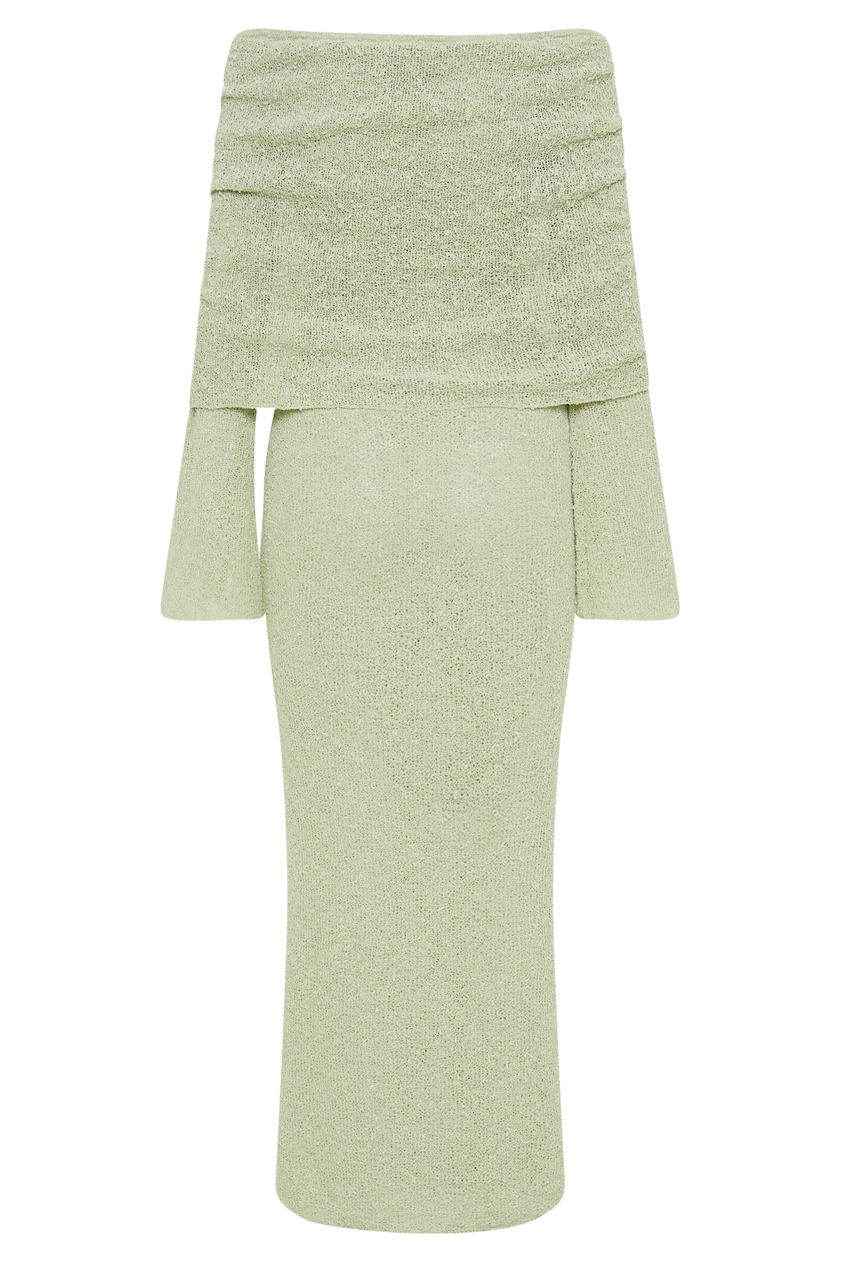 Marisol Off Shoulder Boucle Maxi Dress - Pastel Green #8