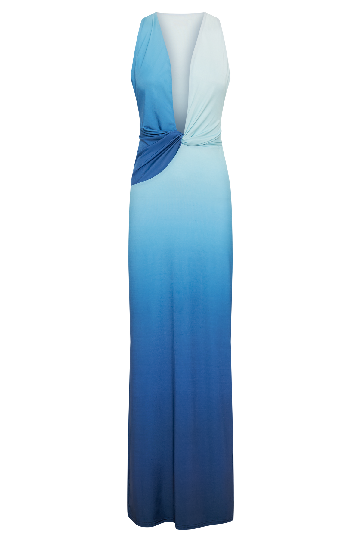 Stella Draped Slinky Maxi Dress - Ombre Blue #11