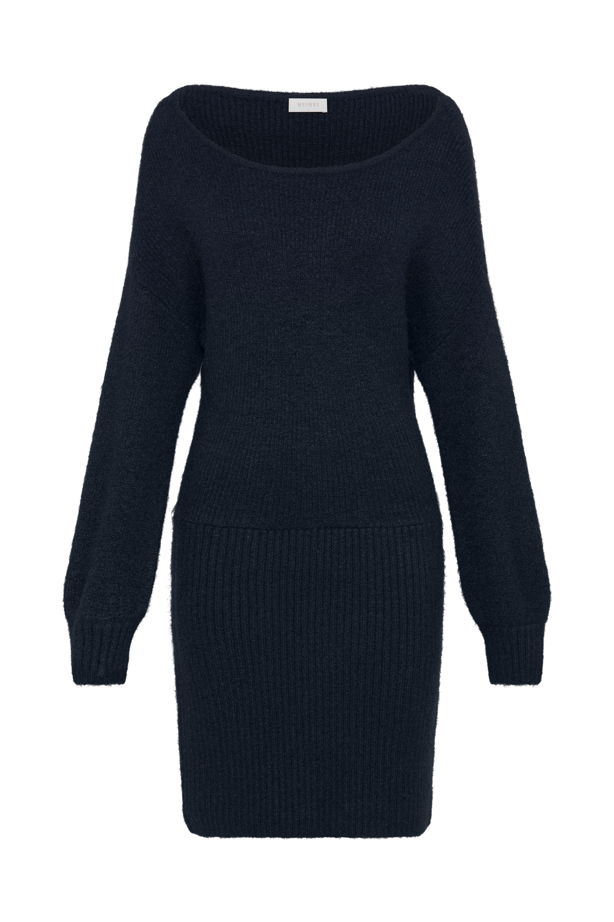 Rafferty Boat Neck Knit Mini Dress - Navy #10