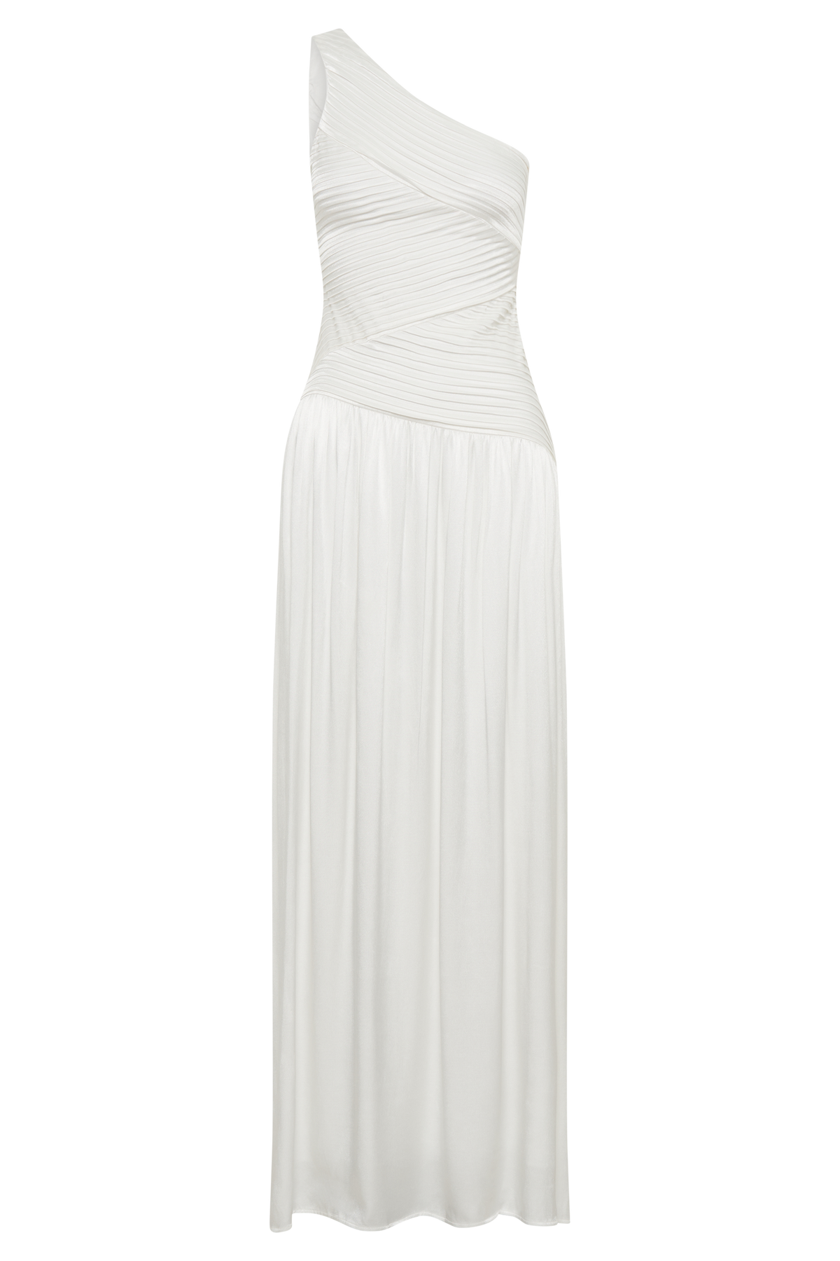 Jenna One Shoulder Pleated Maxi Dress - Ivory #8