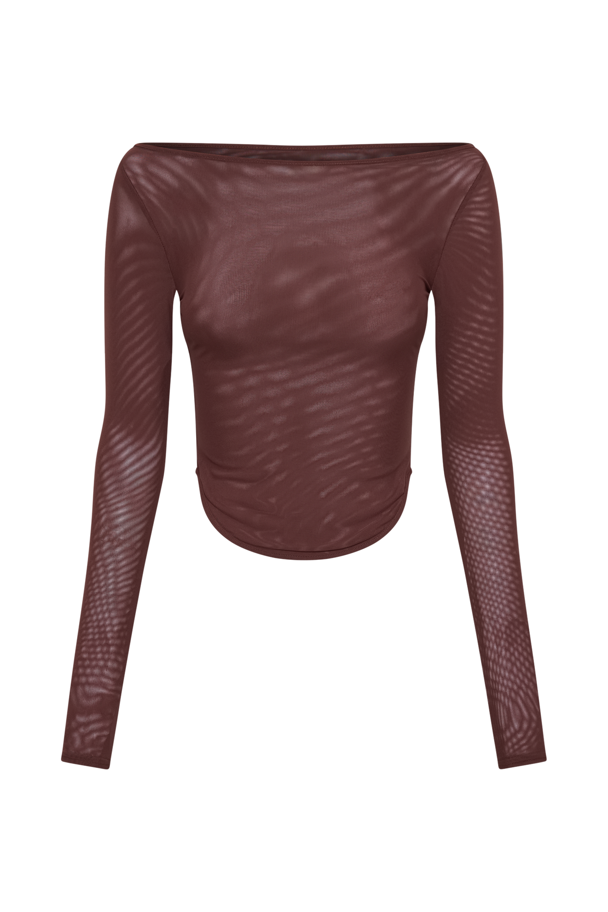 Colette Boat Neck Mesh Top - Mahogany #8