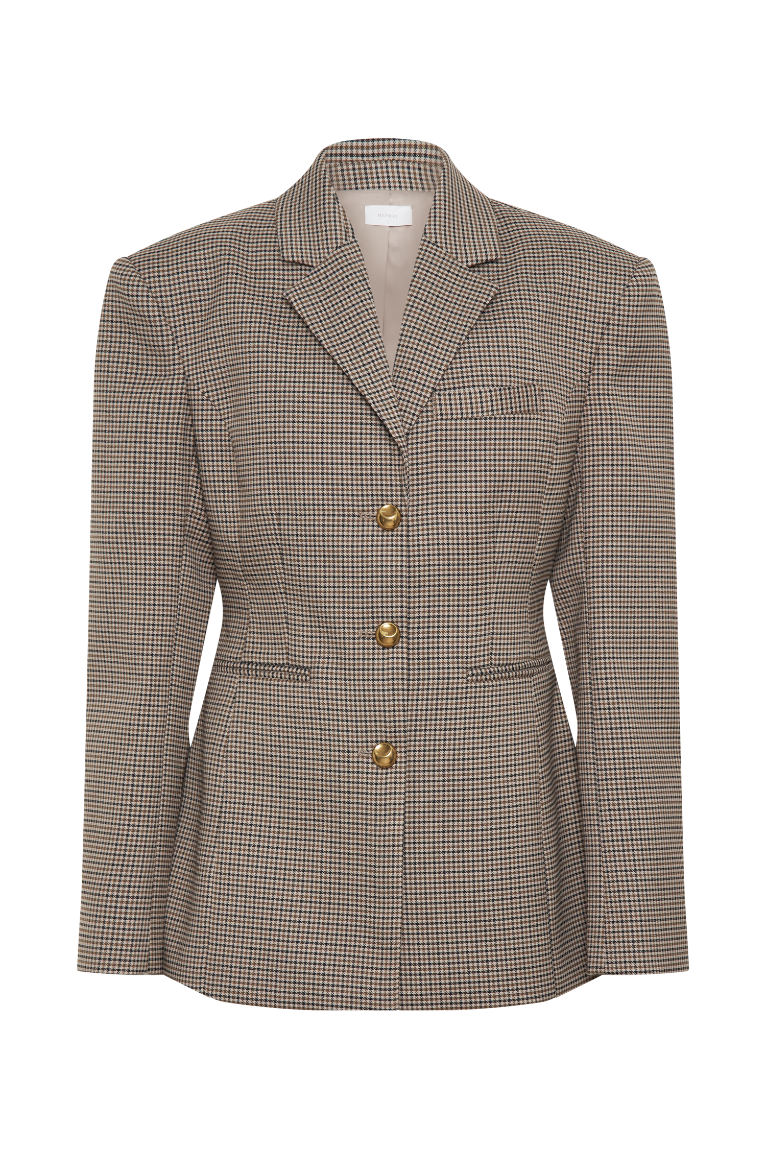 Mila Shaped Blazer - Tan Check #7