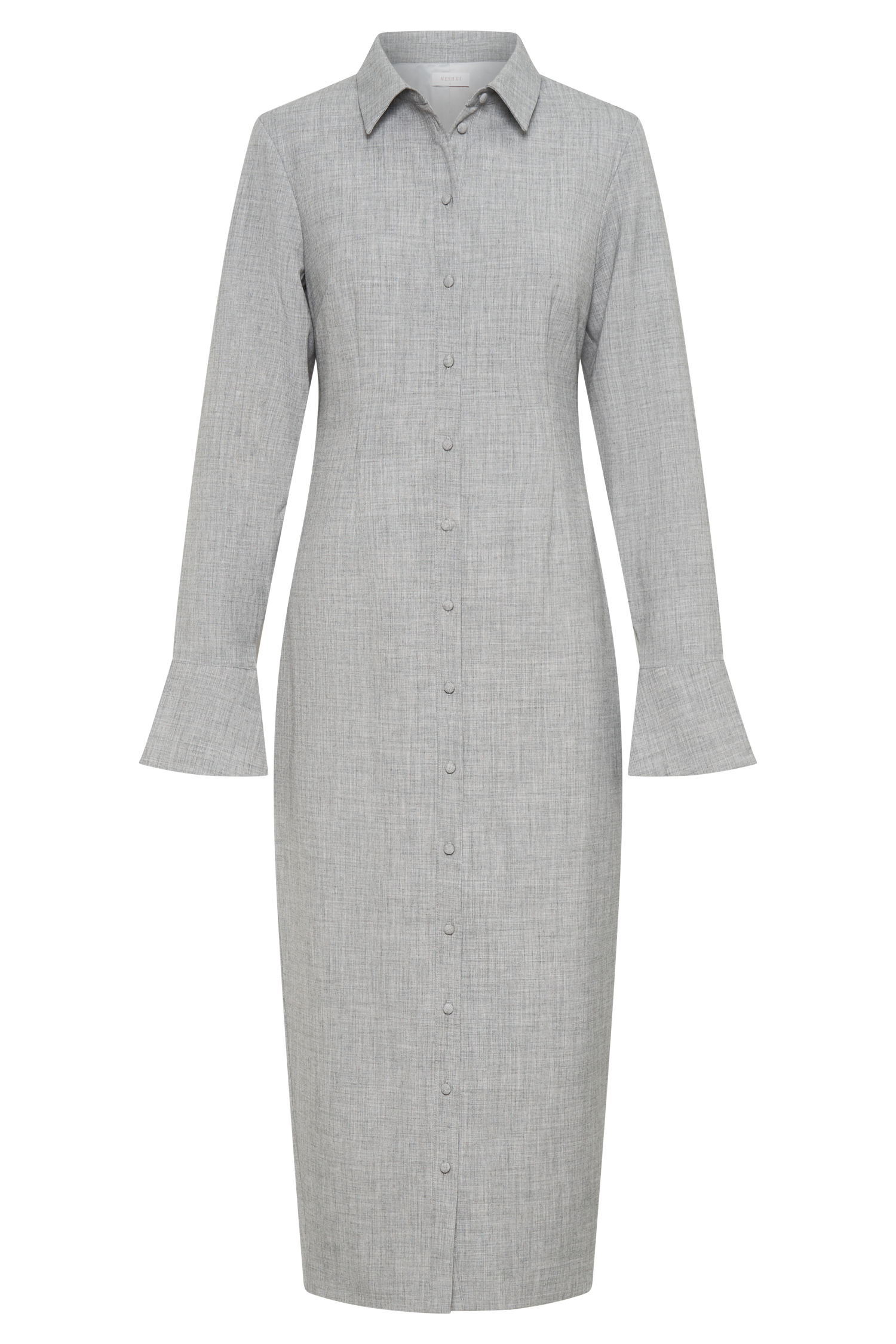 Dorian Fitted Shirt Midi Dress - Charcoal Marle #10