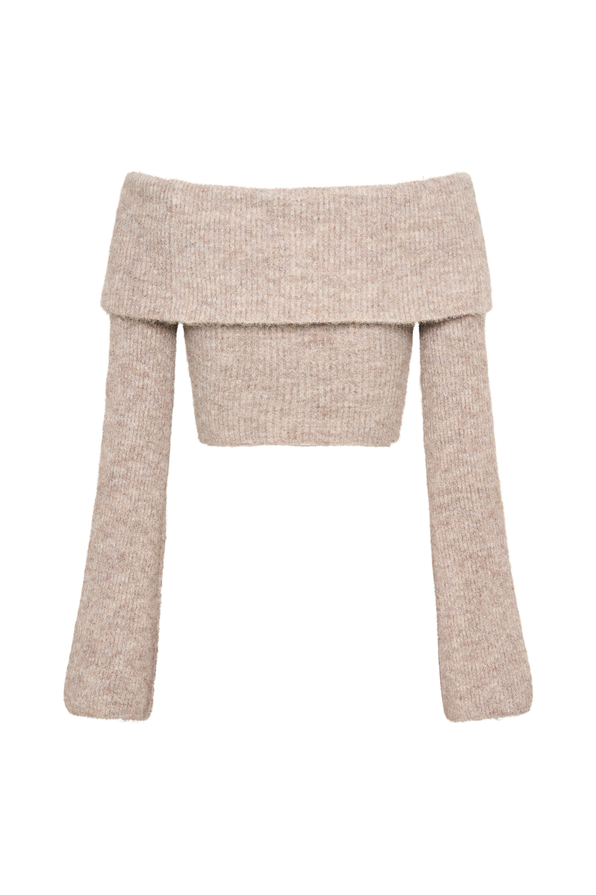 Baxter Off Shoulder Fluffy Knit Top - Taupe #7