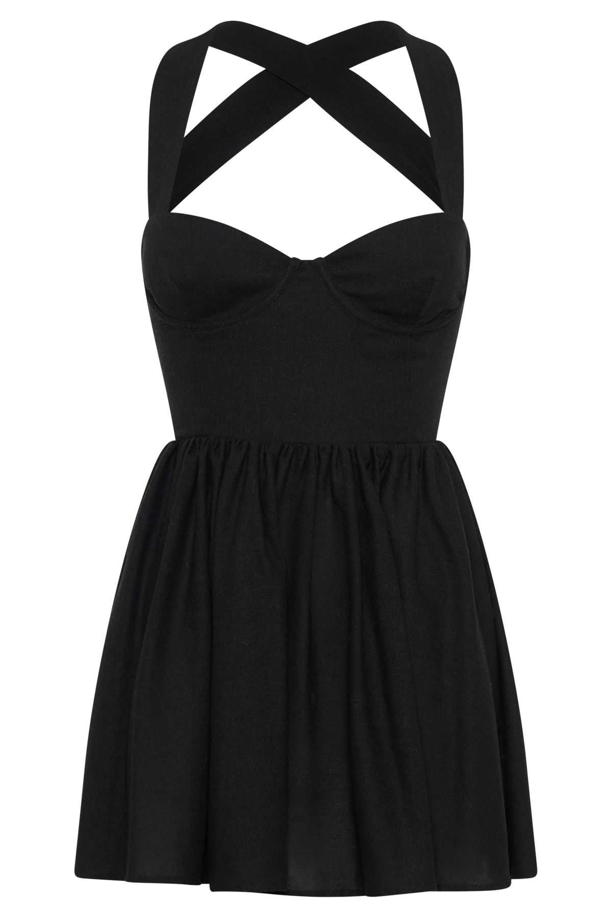 Loz Tie Back Linen Mini Dress - Black #10