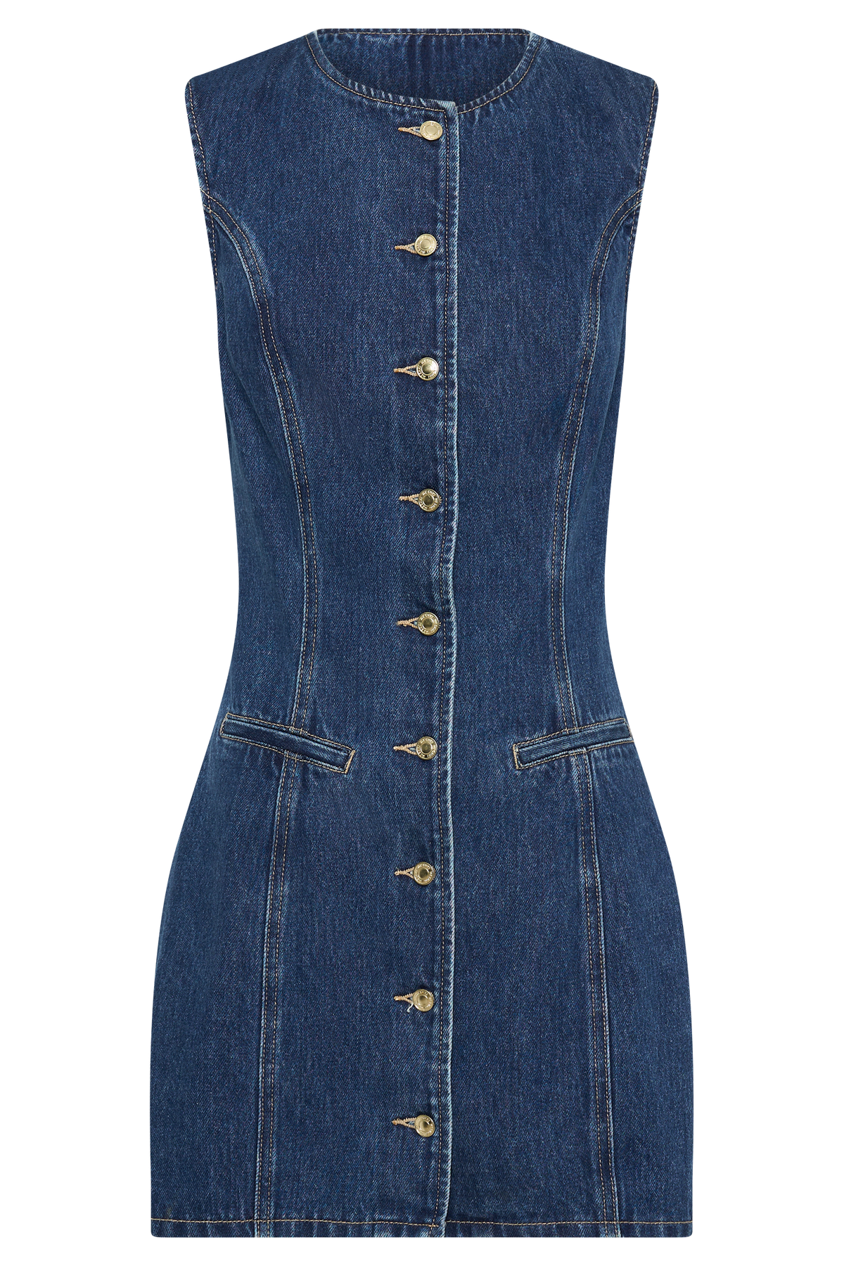 Jane Button Down Denim Mini Dress - Dark Blue #9