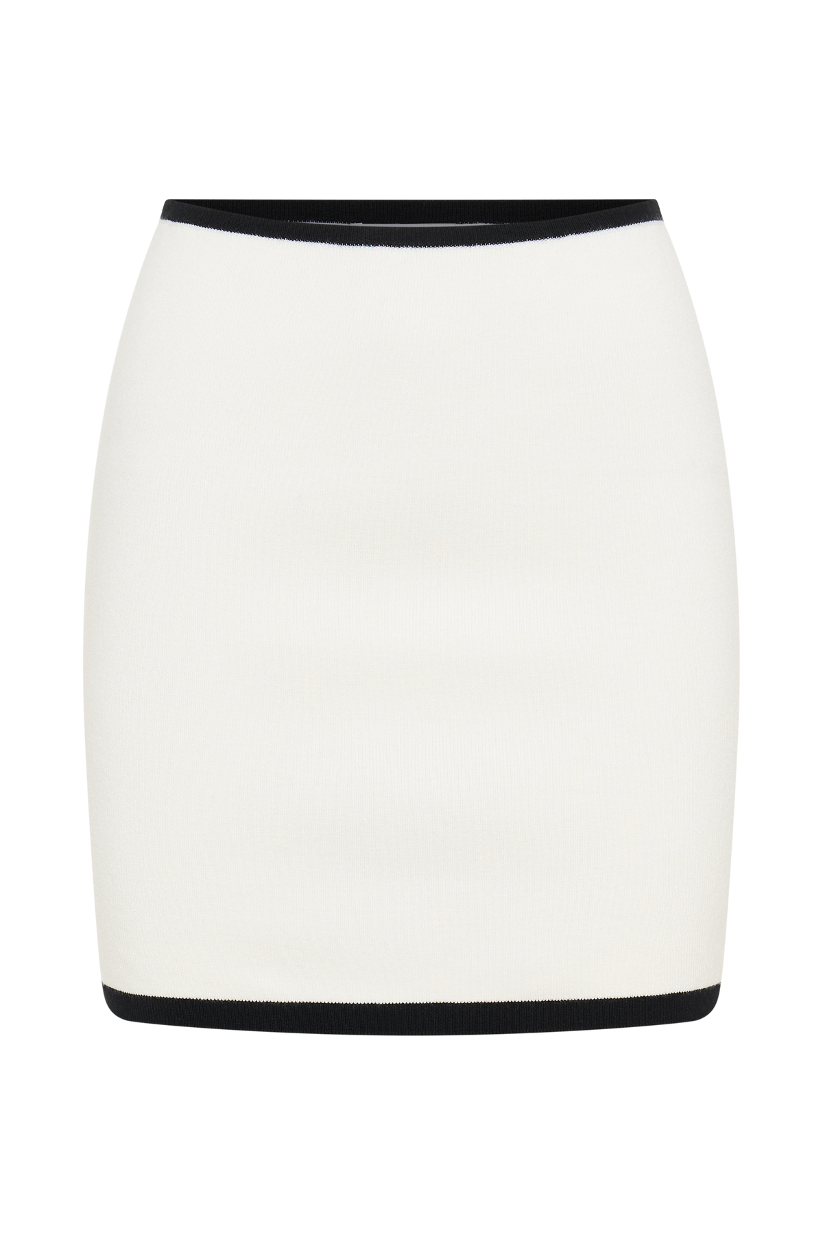 Becky Contrast Knit Mini Skirt - Ivory & Black #10