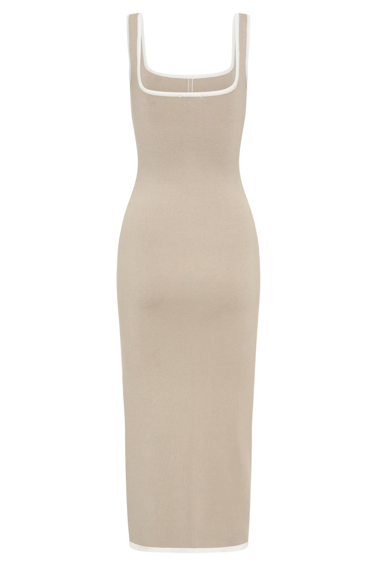 Eimear Contrast Knit Midi Dress - Taupe & Ivory #6