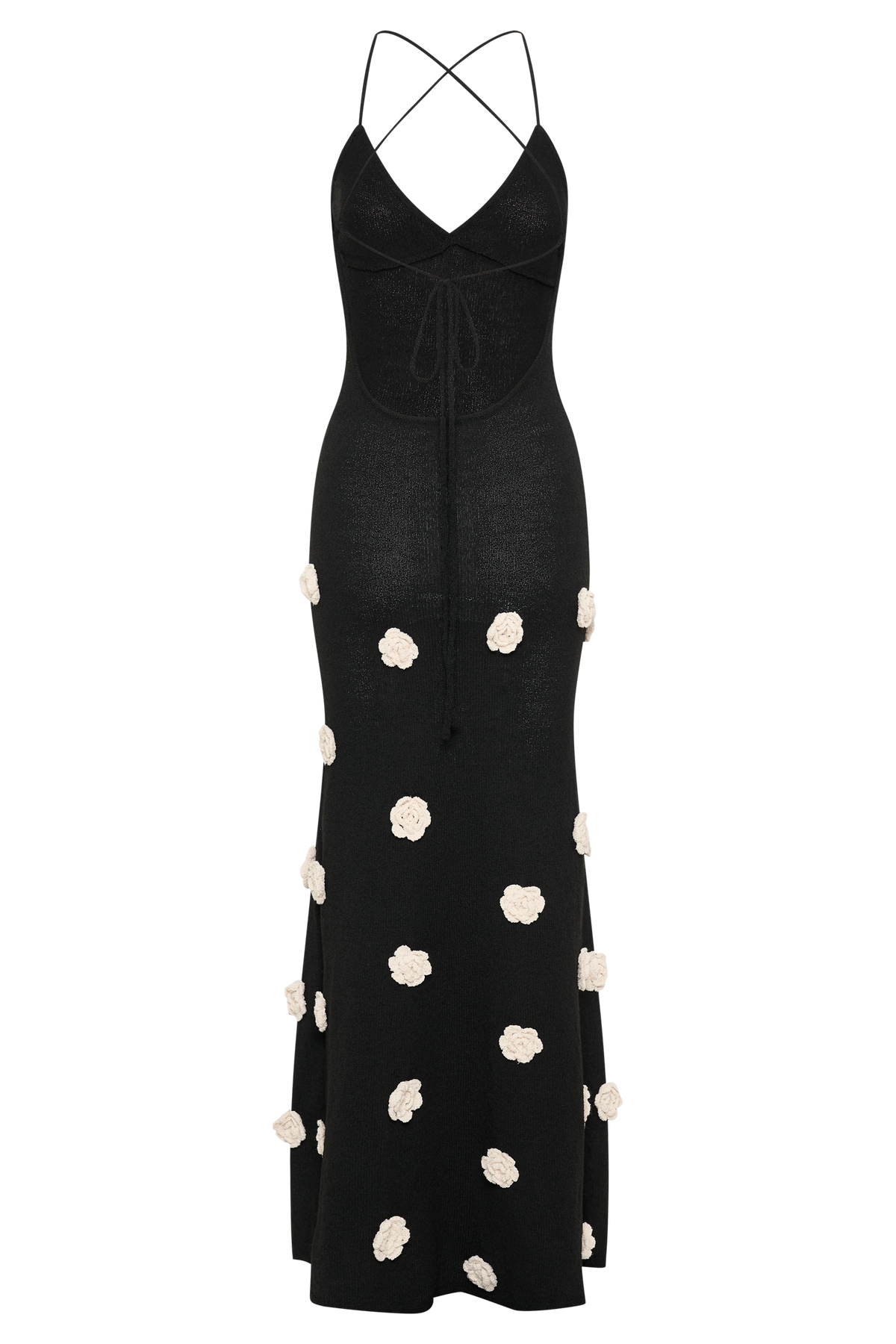 Suki Knit Maxi Dress With Flowers - Black/White