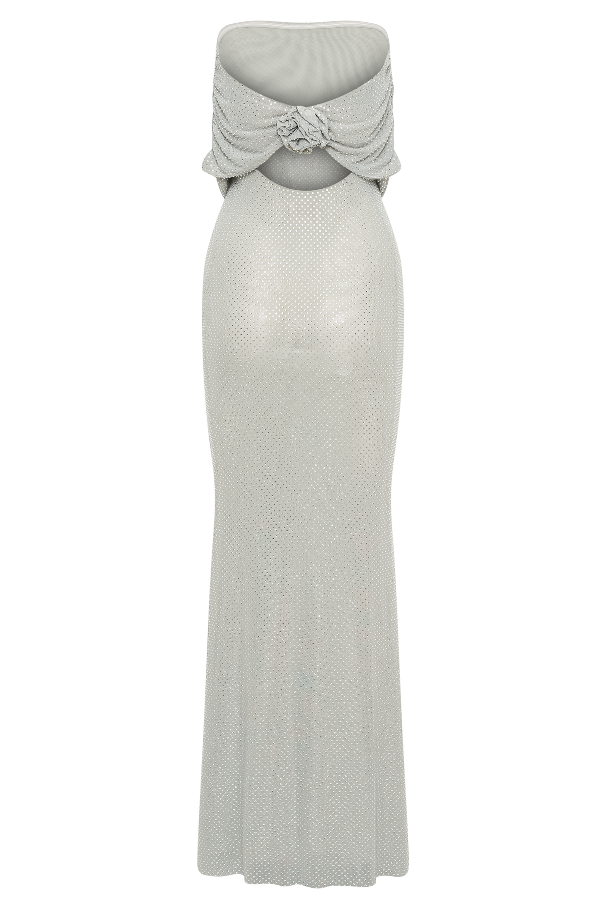 Arna Off Shoulder Diamante Maxi Dress - Silver #10