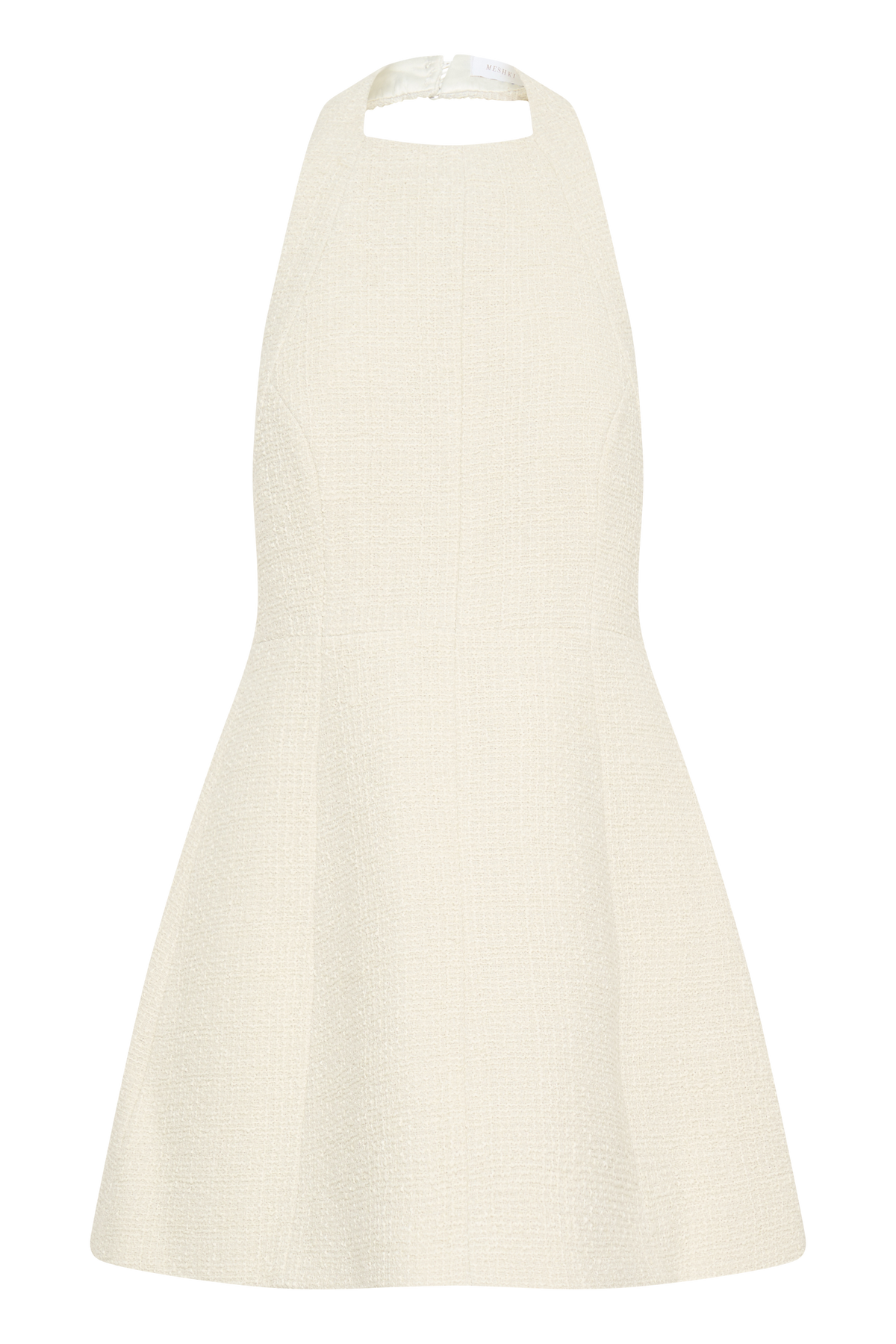 Carina Boucle Halter Mini Dress - Ivory #11