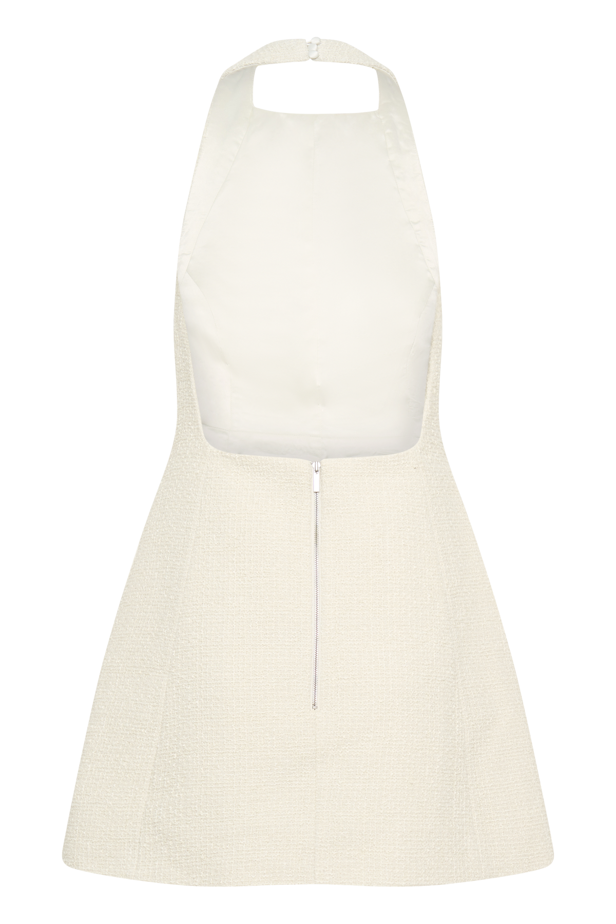 Carina Boucle Halter Mini Dress - Ivory #10