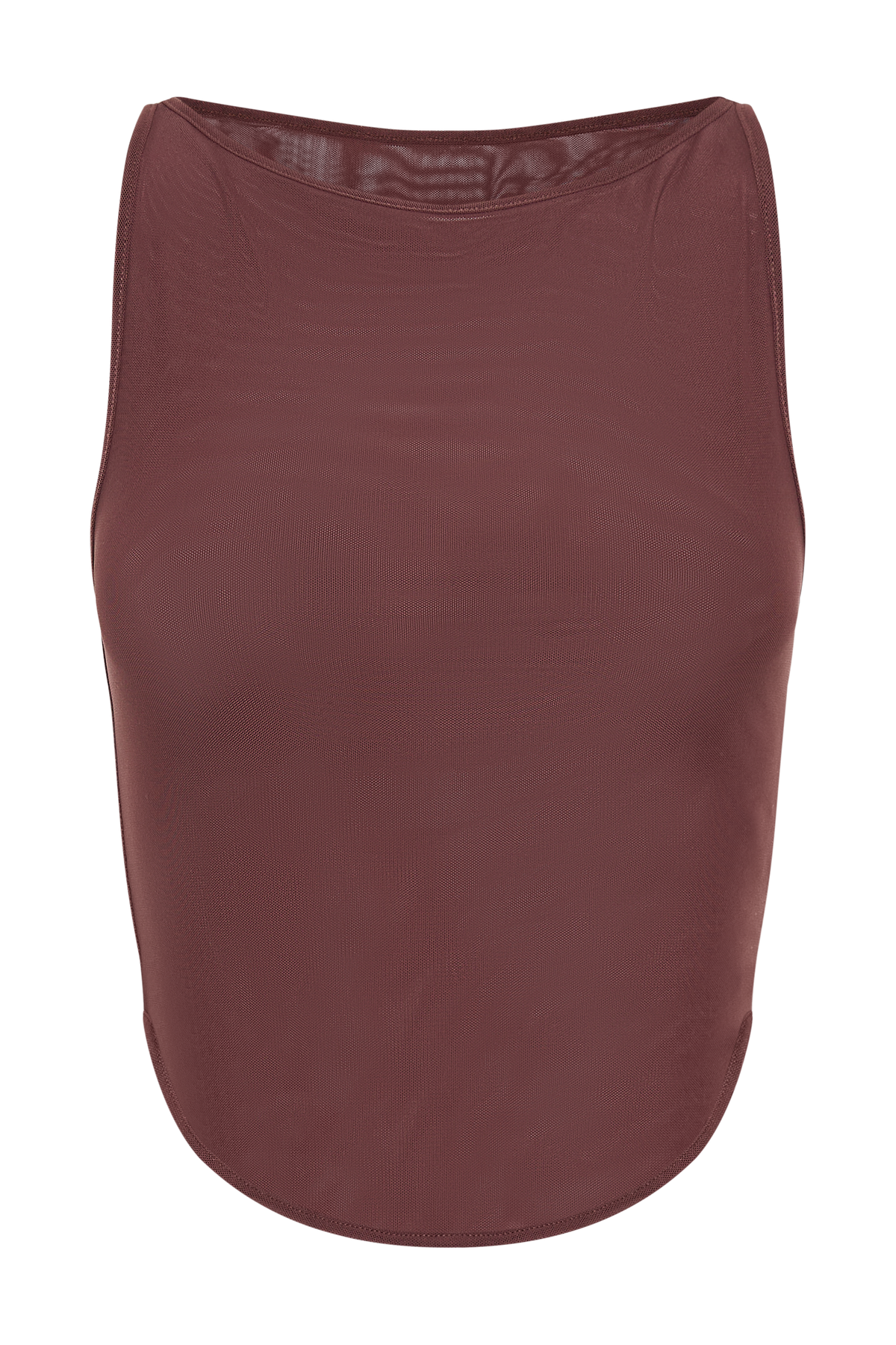 Marla Boat Neck Sheer Mesh Top - Mahogany #8