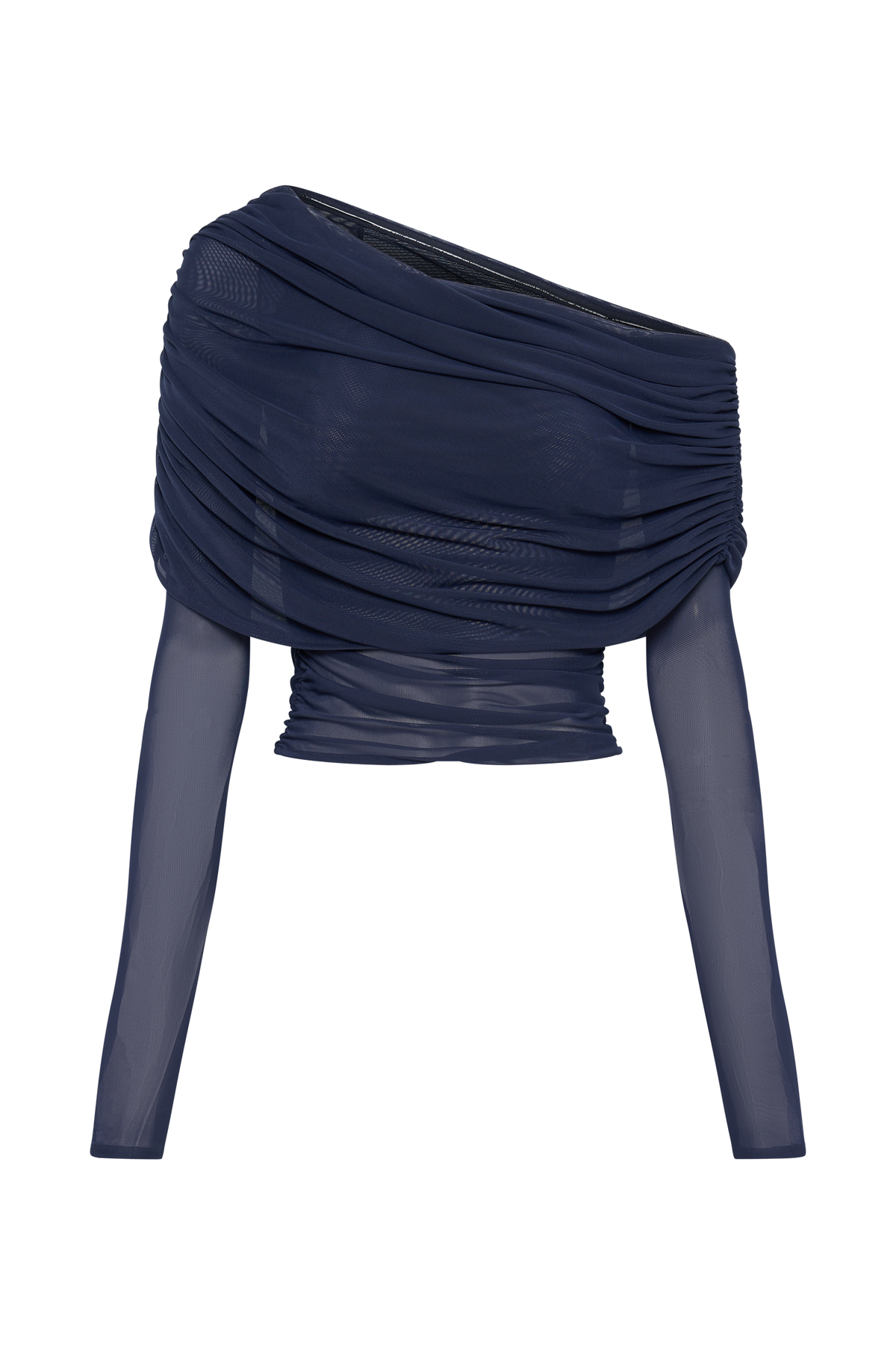 Everly Sheer Mesh Off Shoulder Top - Dark Navy #7