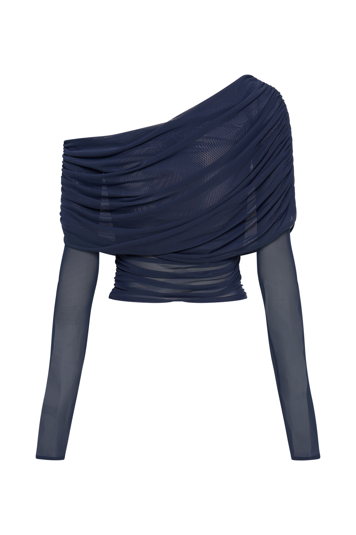 Everly Sheer Mesh Off Shoulder Top - Dark Navy #8