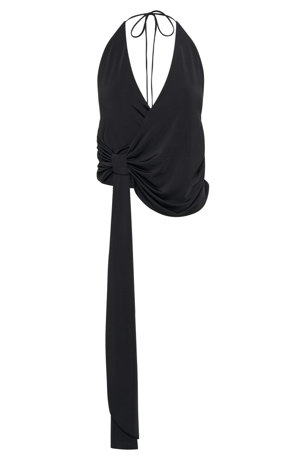 Tyla Draped Slinky Halter Top - Black #10