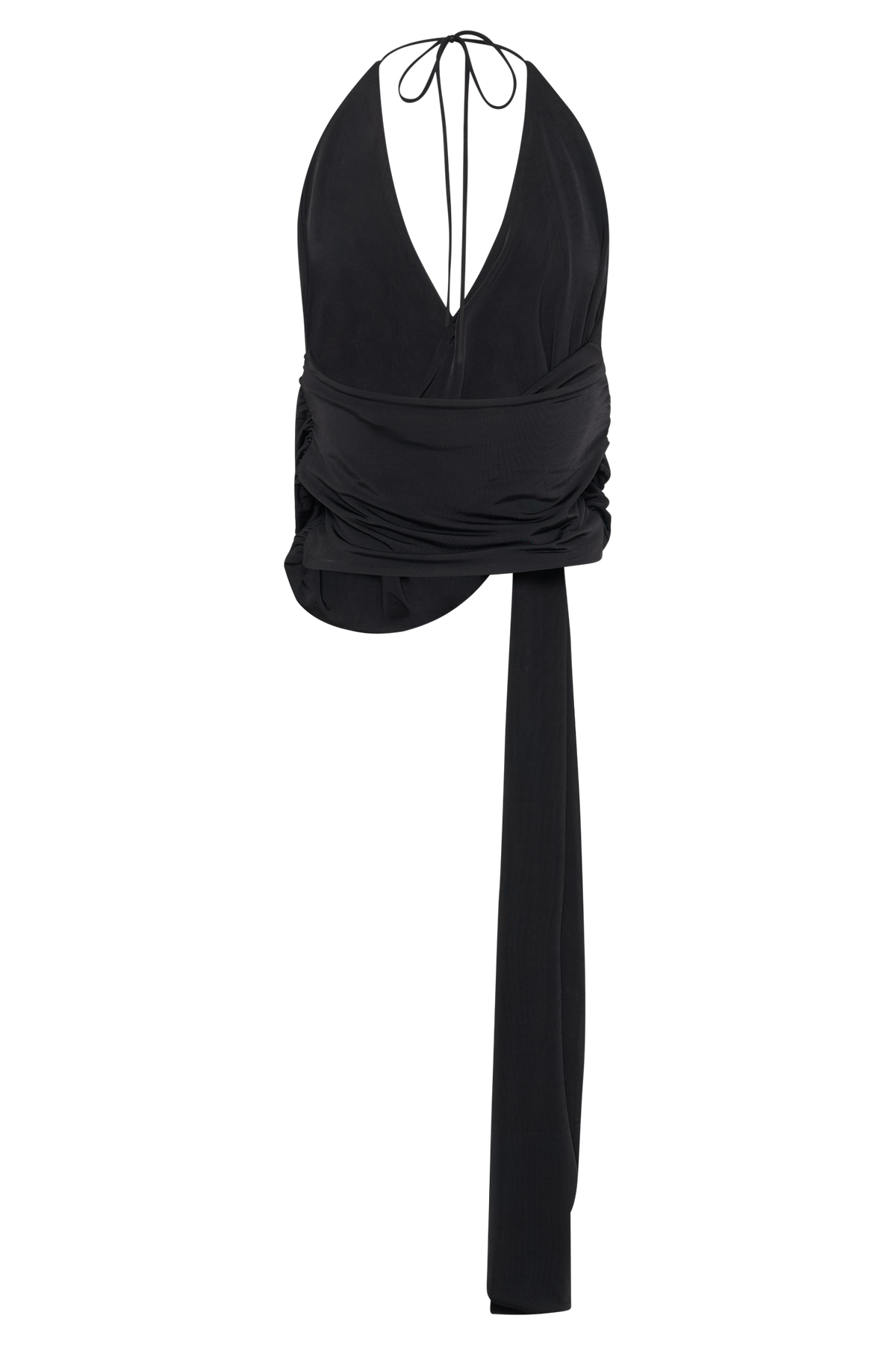 Tyla Draped Slinky Halter Top - Black #9