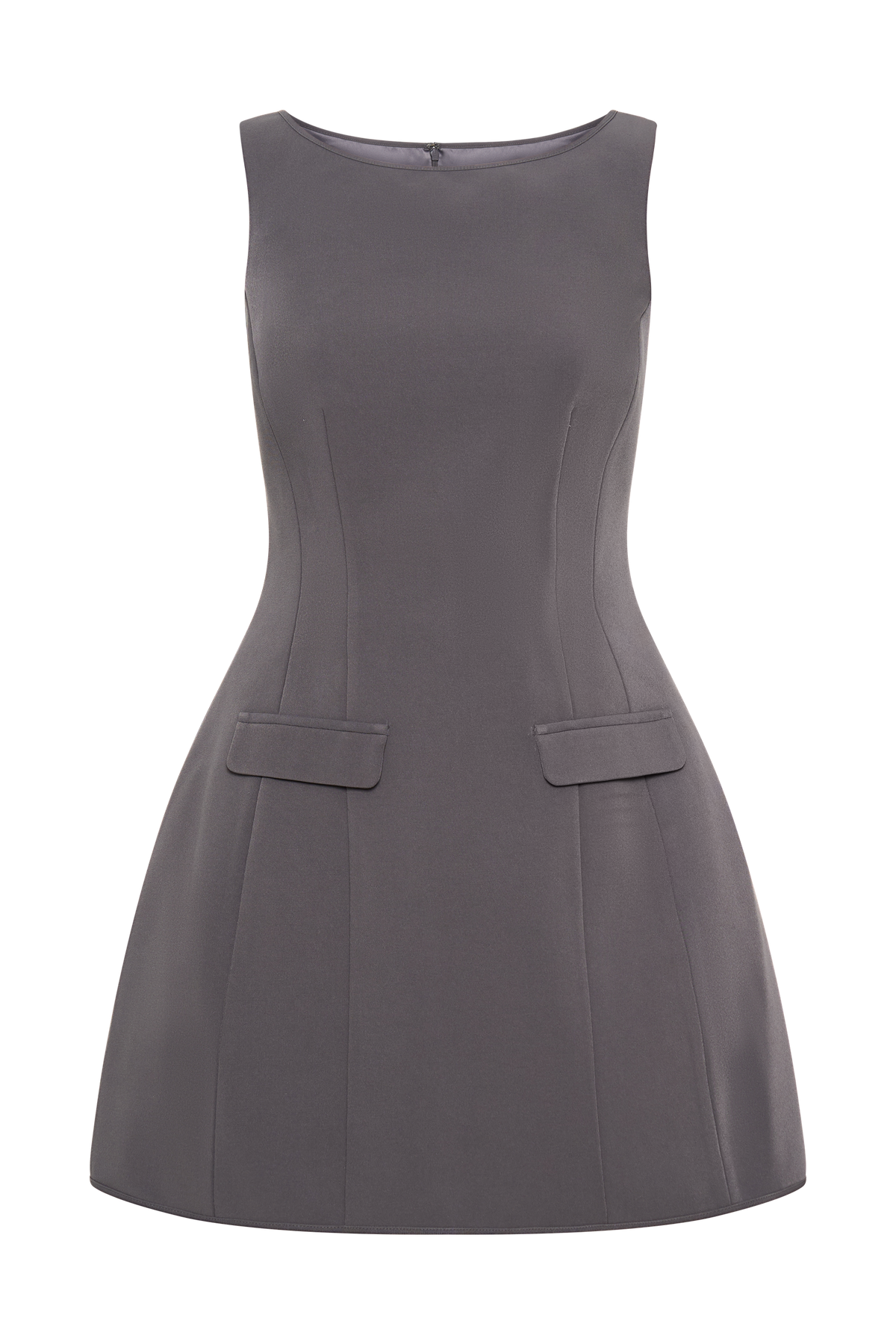 Evanna Sleeveless Suiting Mini Dress - Charcoal Grey #8