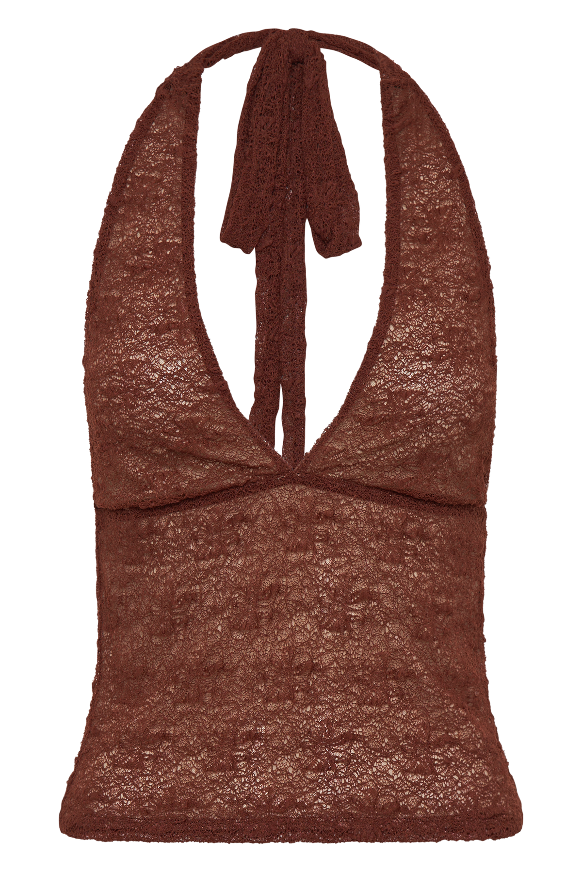 Asher Sheer Lace Halter Top - Chilli #12