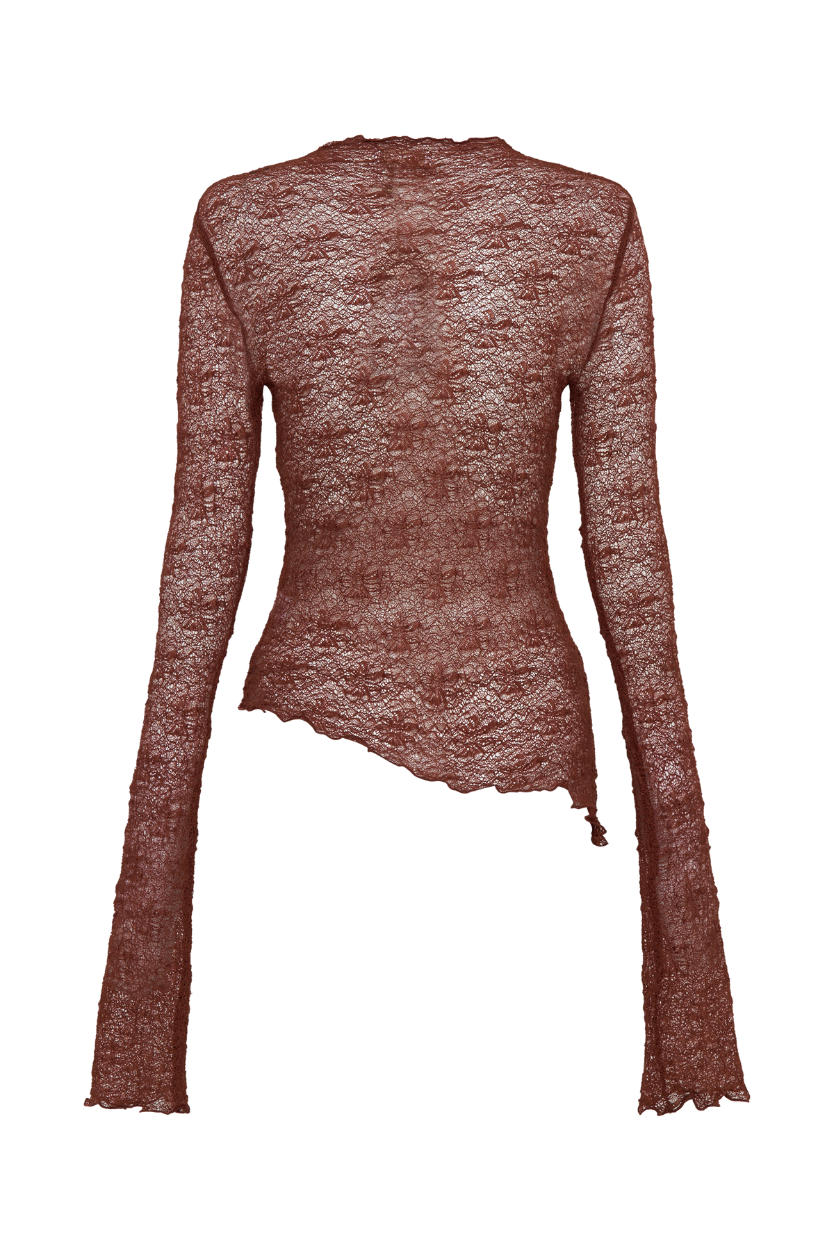 Riley Sheer Lace Long Sleeve Top - Chilli #8
