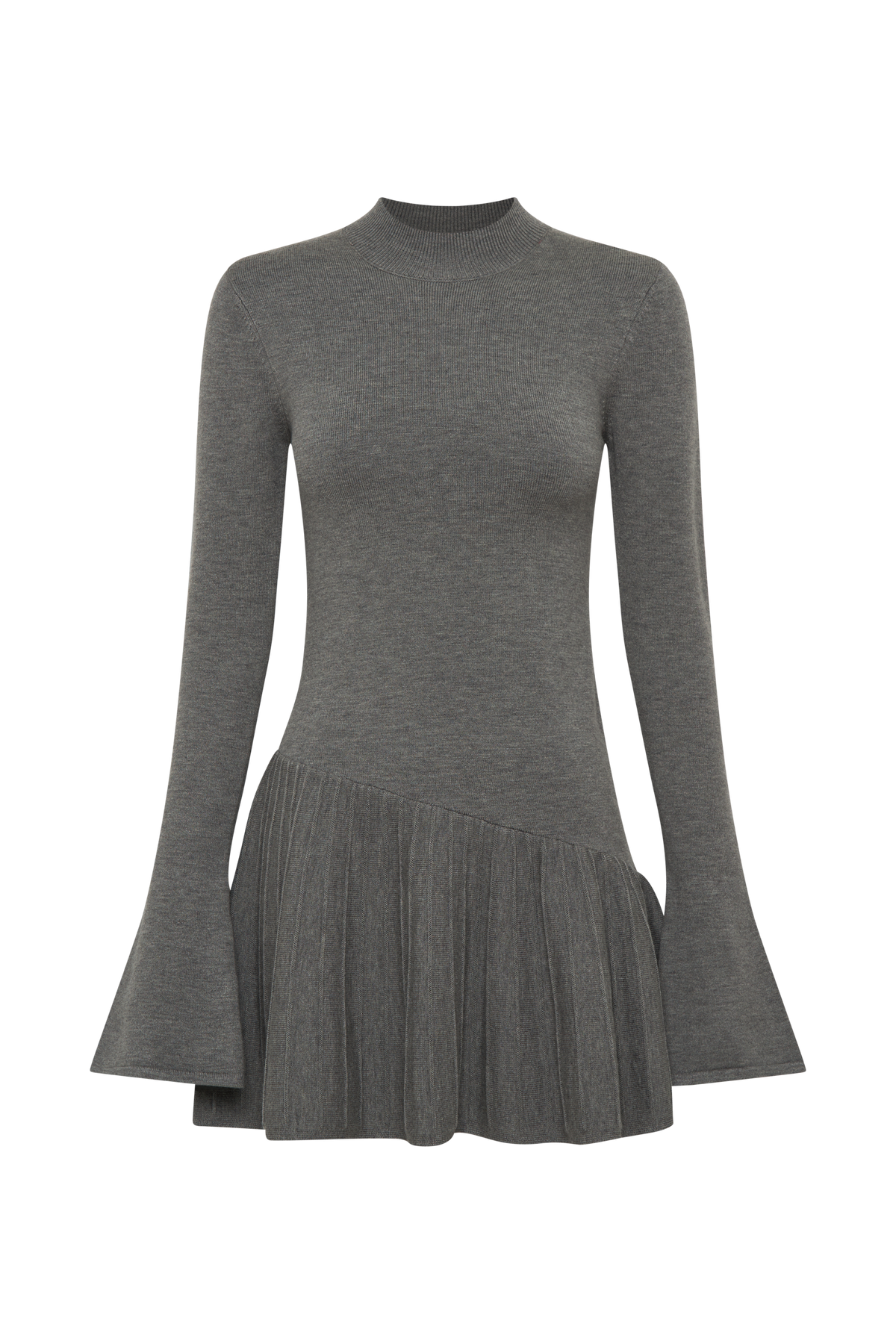 Blair Knit Mini Dress With Pleats - Charcoal #10