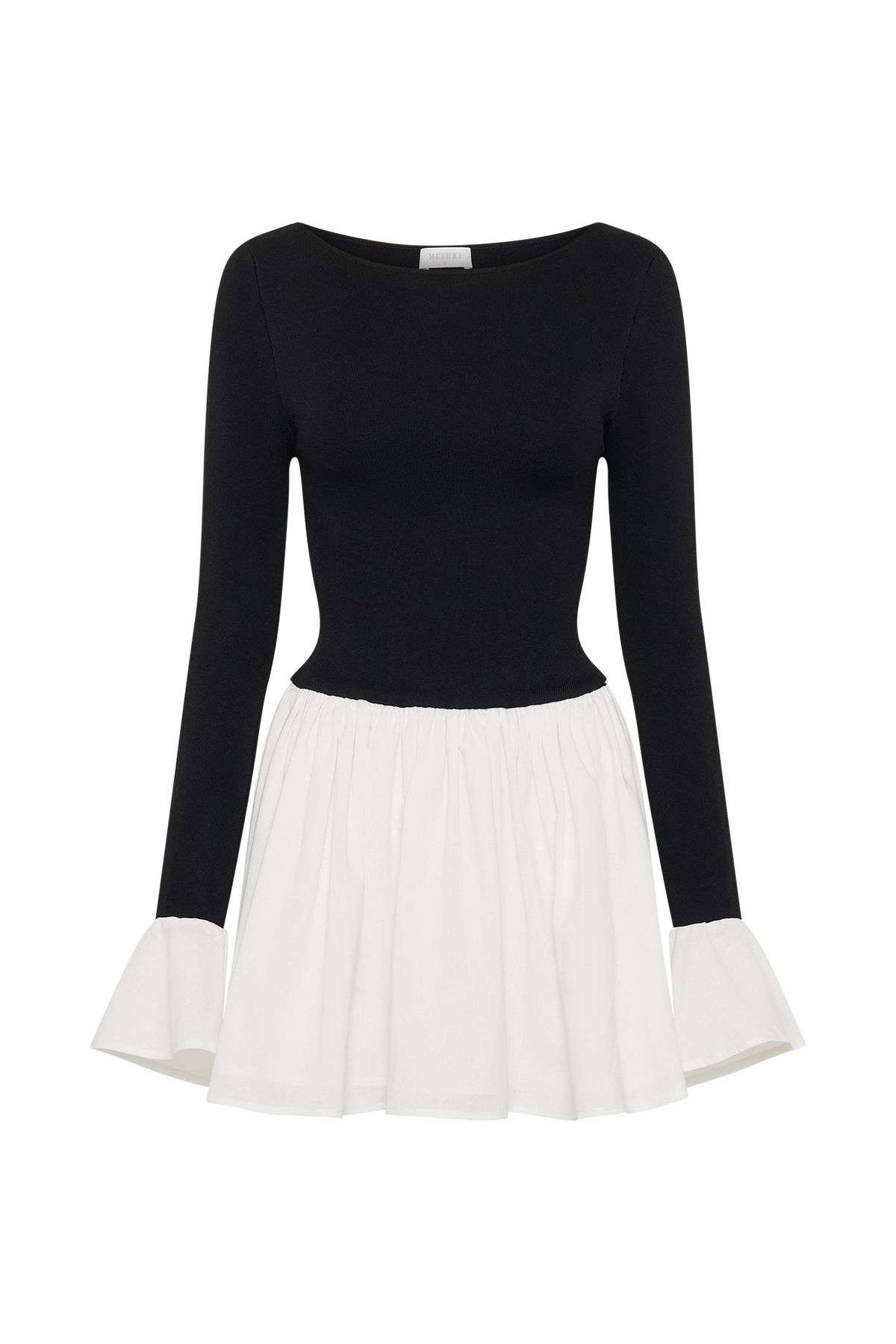 Sansa Knit And Linen Mini Dress - Black & White #10