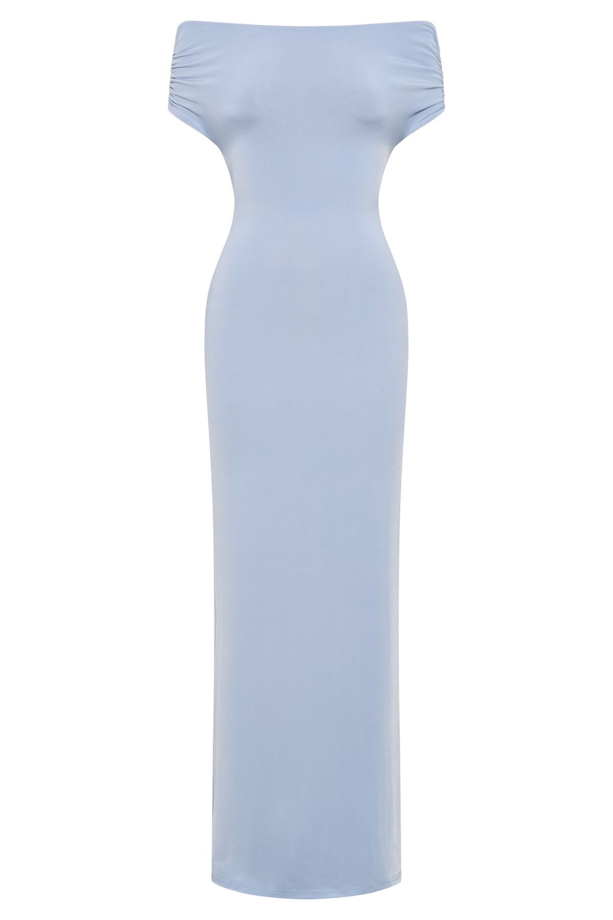 Imogen Off Shoulder Slinky Maxi Dress - Dusty Blue #7
