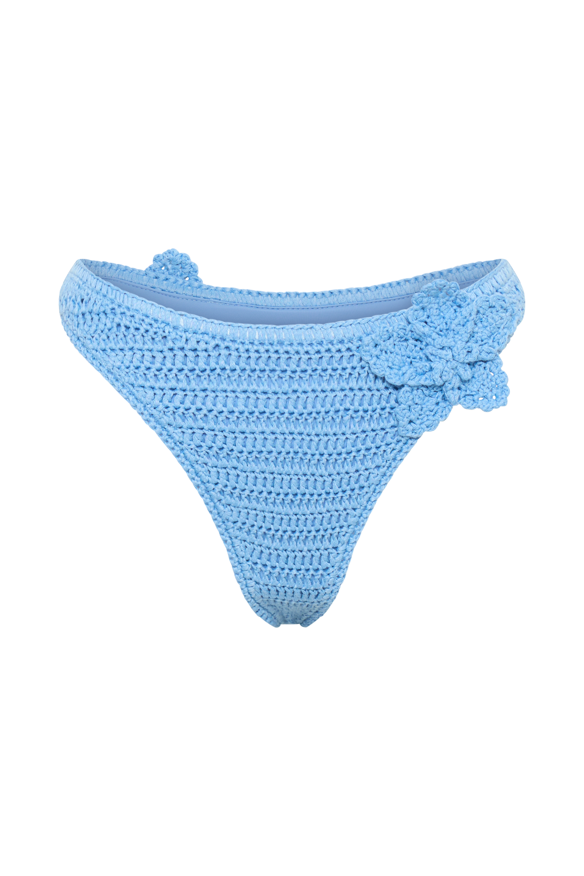Skye Floral Crochet Tie Up Bikini Bottom - Cornflower Blue #11